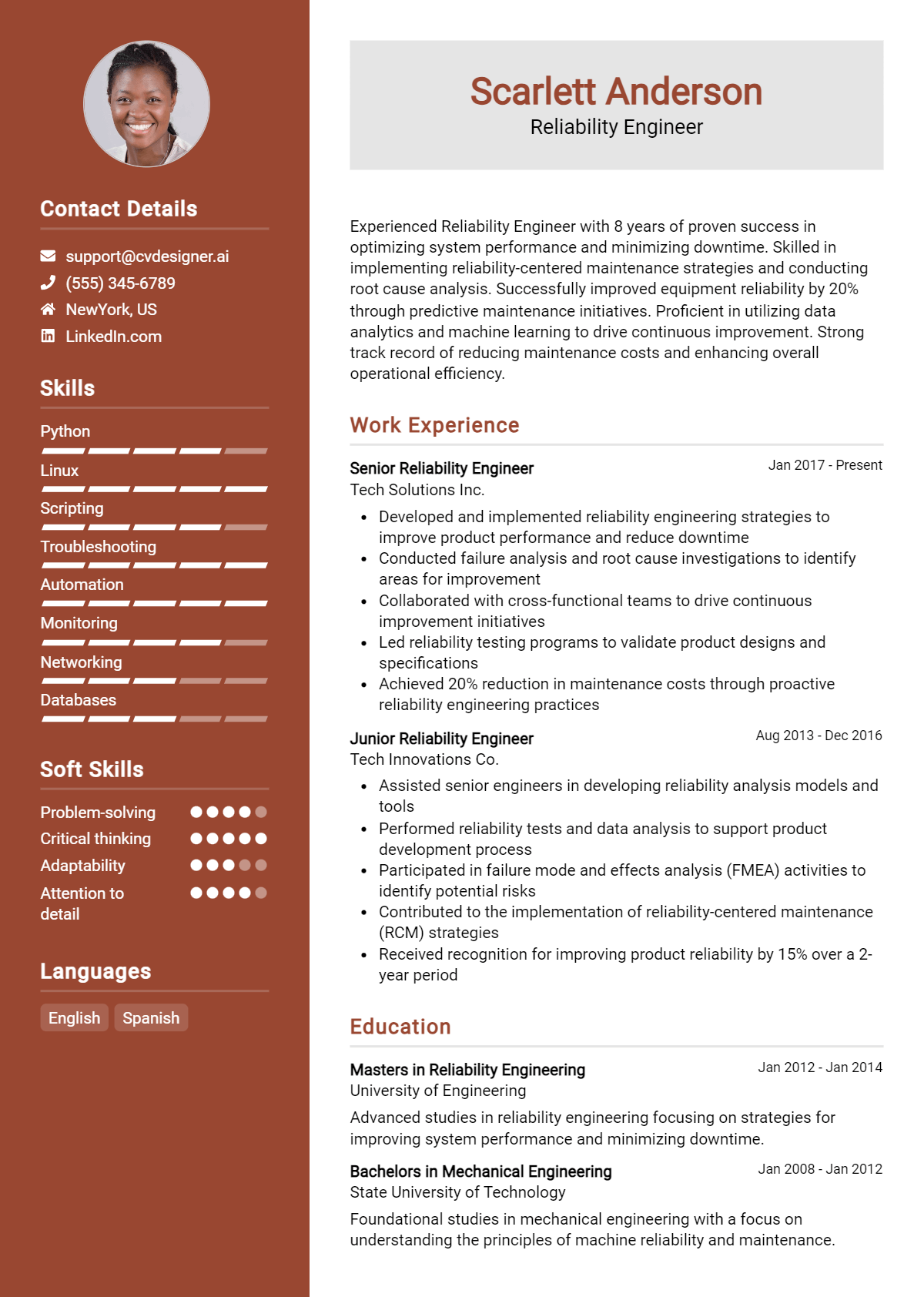 Reliability Engineer Resume Example for 2026: Best Formatting Tips Preview