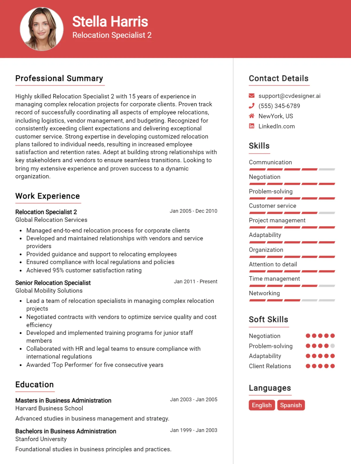 Relocation Specialist CV Example For 2026: Best Writing Guide Preview