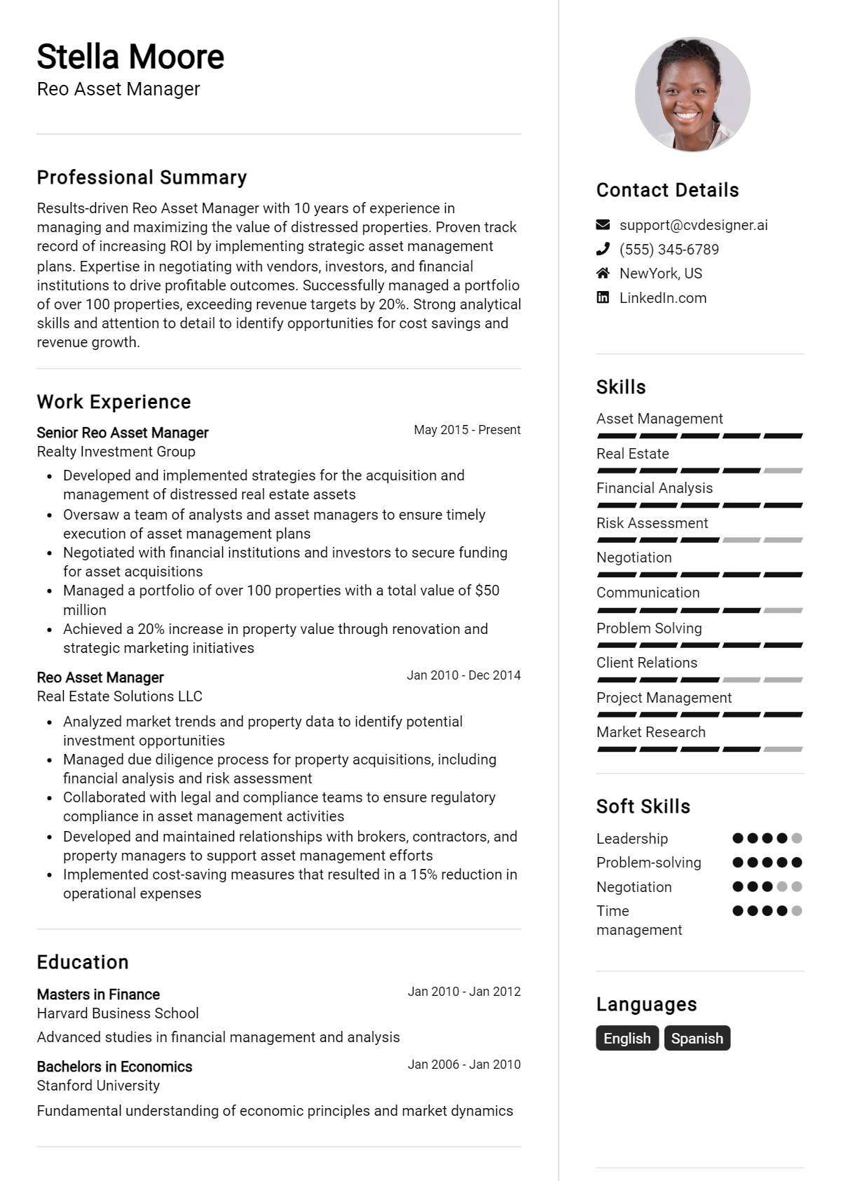 Reo Asset Manager Resume Example for 2026: Free Downloadable Templates Preview