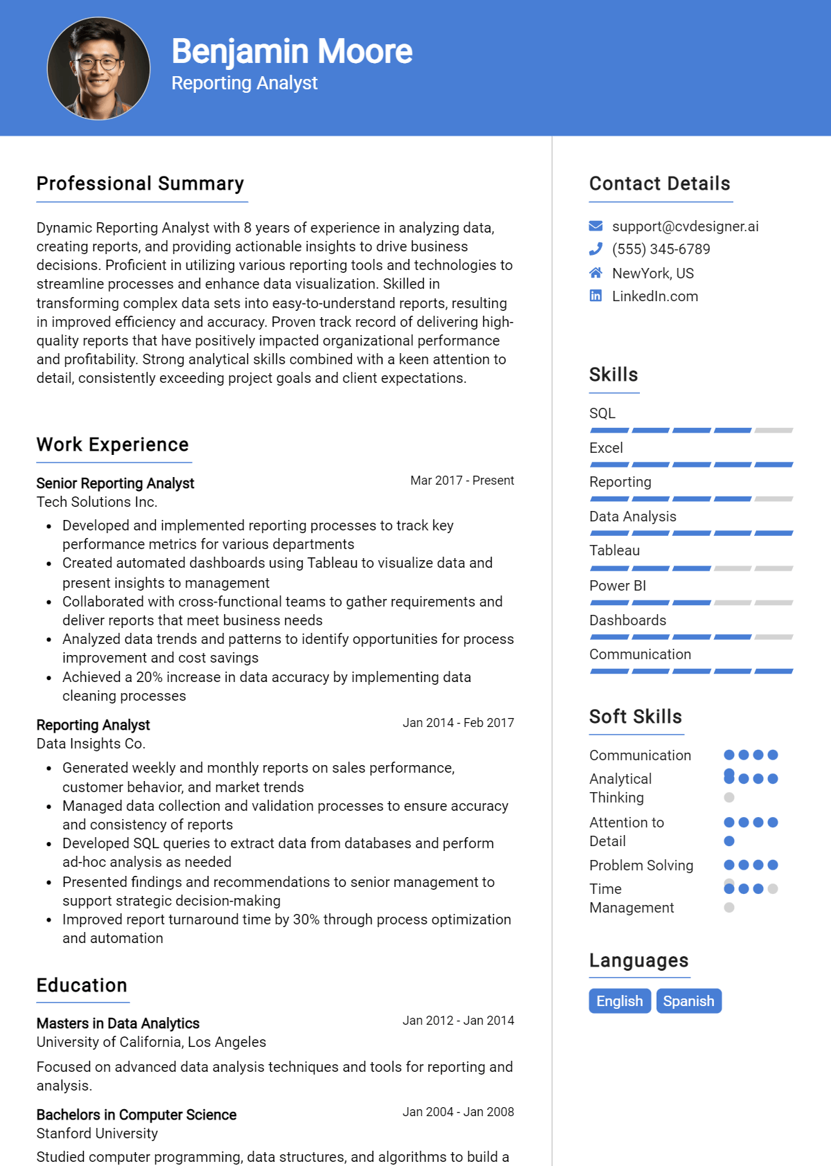 Reporting Analyst Resume Example for 2026: Proven Tips & Templates Preview