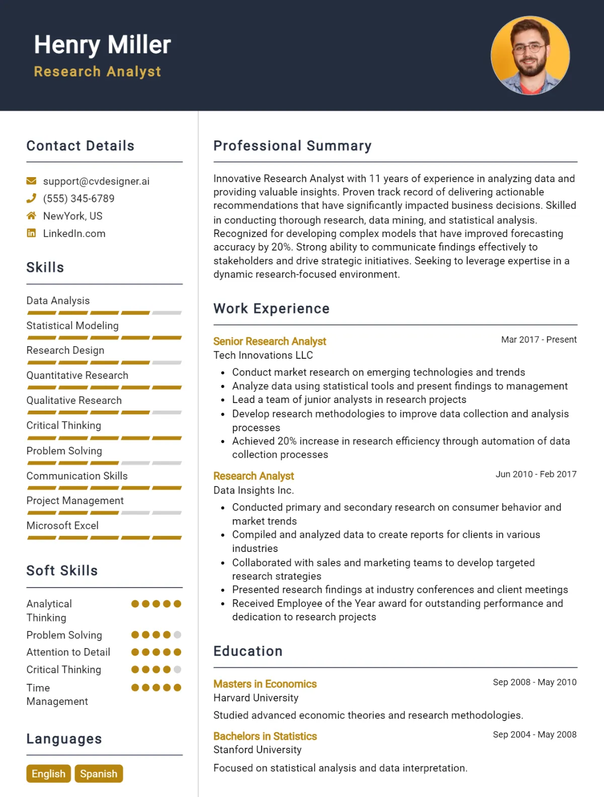 Research Analyst CV Example For 2026: How to Create a Professional CV Preview