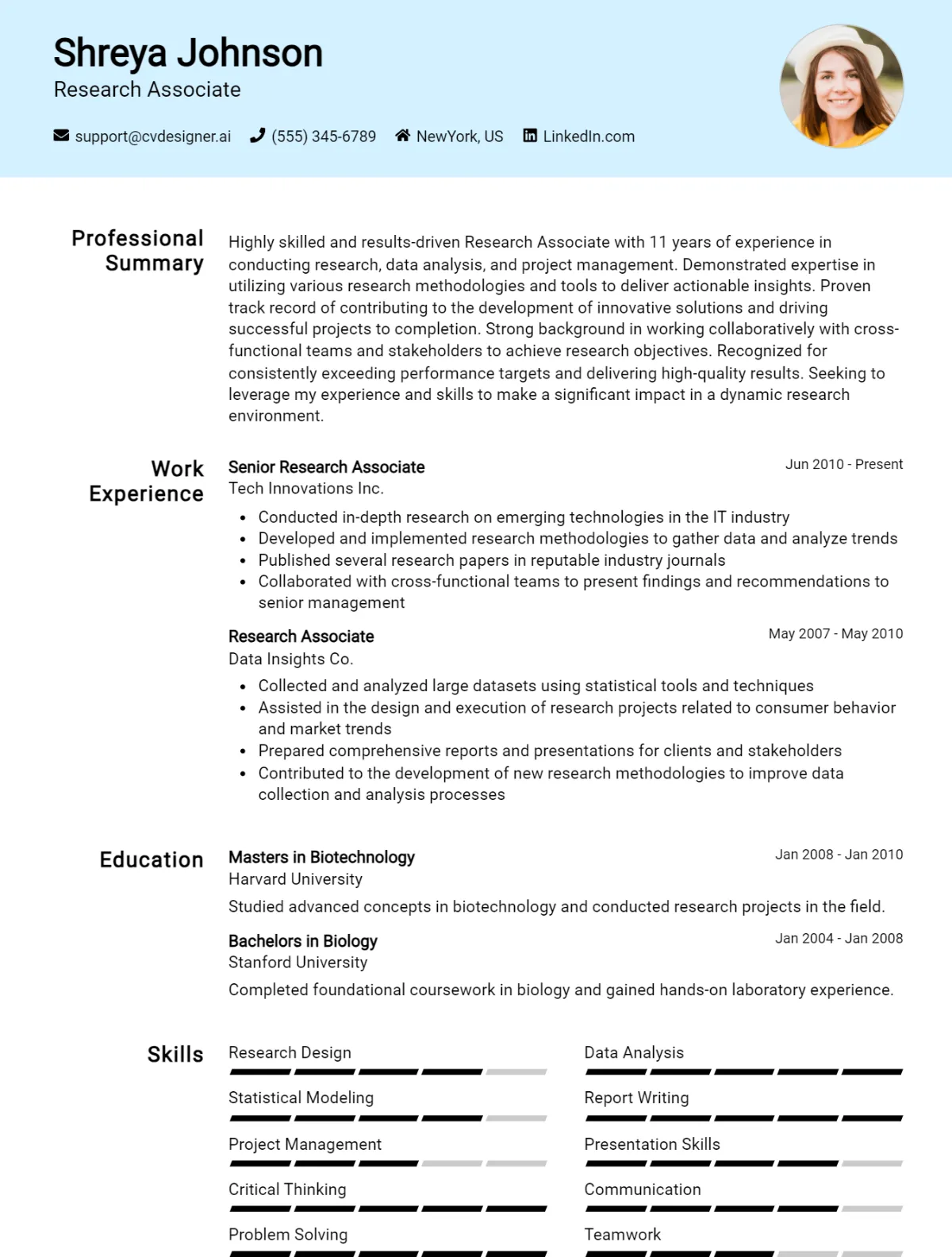 Research Associate CV Example For 2026: Free Downloadable Templates Preview