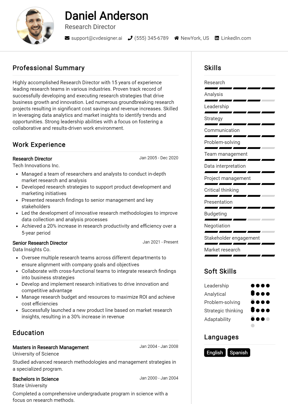 Research Director Resume Example for 2026: Best Formatting Tips Preview