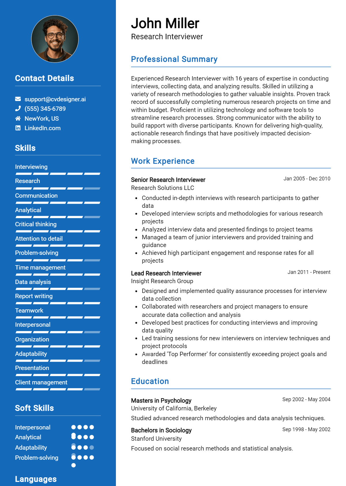 Research Interviewer Resume Example for 2026: Best Formatting Tips Preview