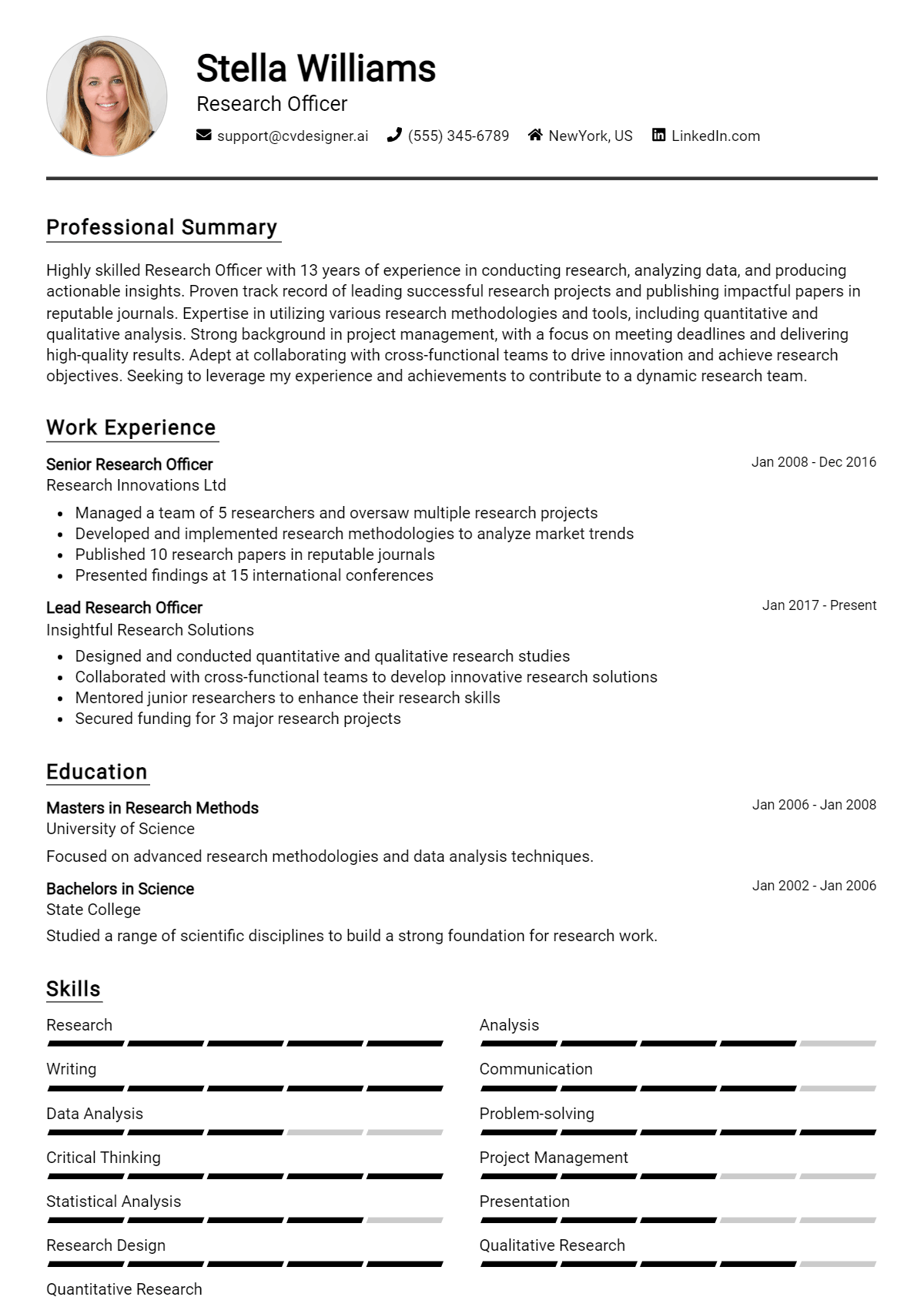 Research Officer Resume Example for 2026: How to Craft a Winning CV Preview