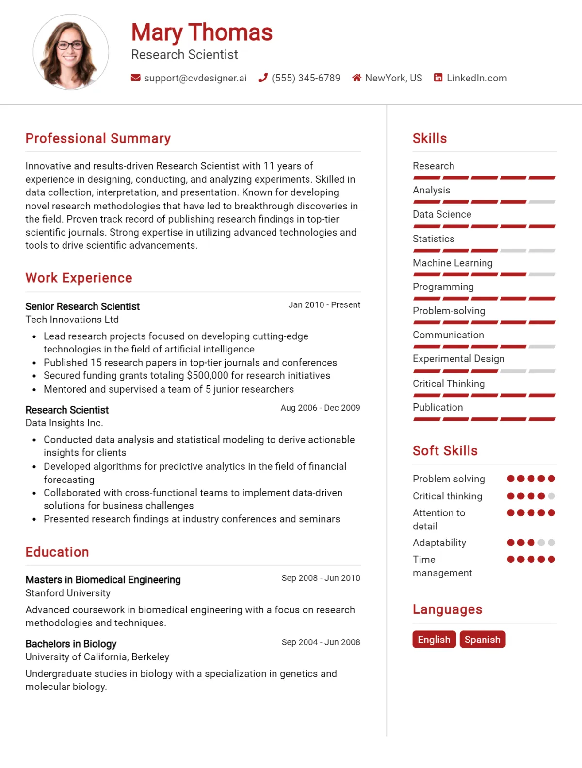 Research Scientist CV Example For 2026: Best Tips & Templates Preview