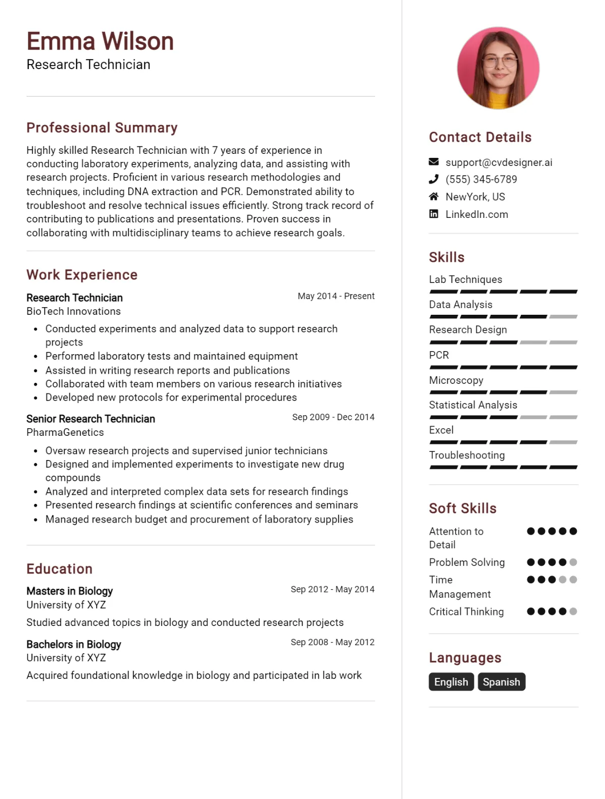 Research Technician CV Example For 2026: Top Tips & Samples Preview