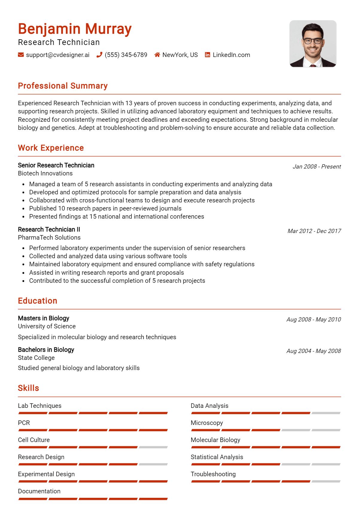 12 Research Technician Resume Examples & Templates for 2026 Preview