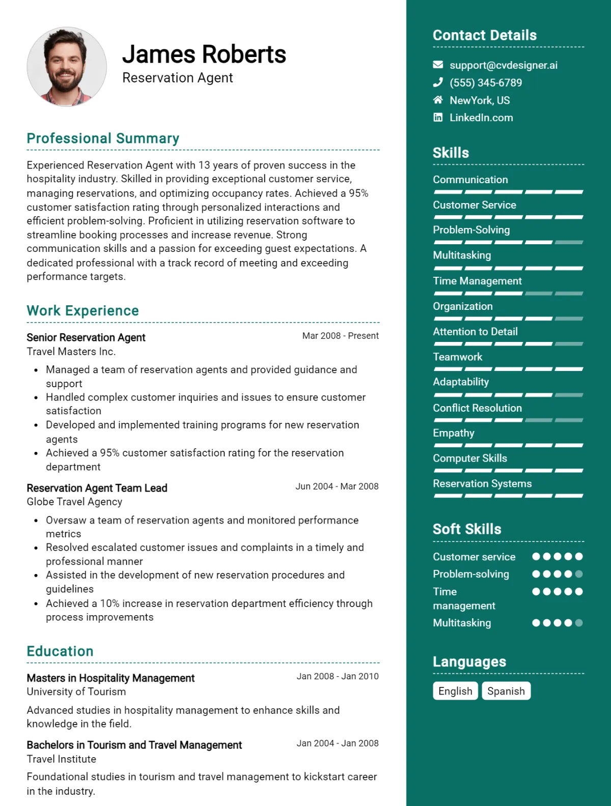 Reservation Agent CV Example For 2026: Effective CV Writing Tips Preview