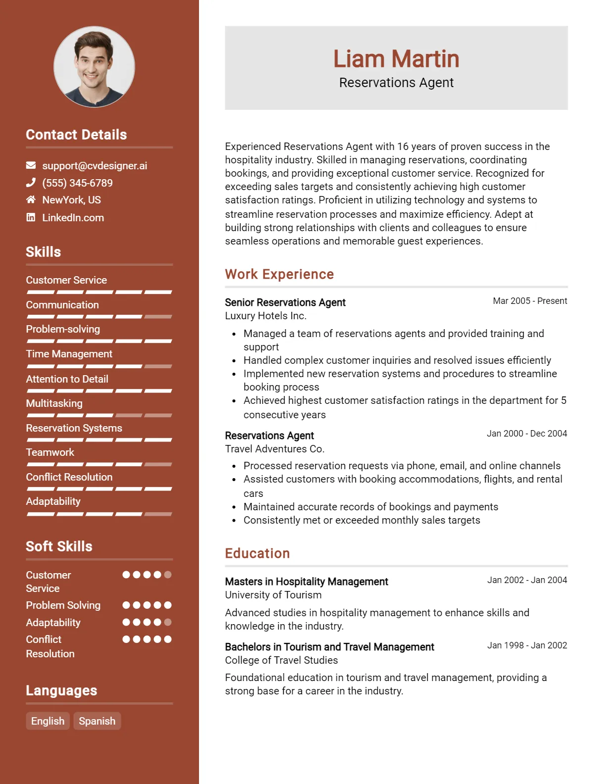 Reservations Agent CV Example For 2026: Effective CV Writing Tips Preview