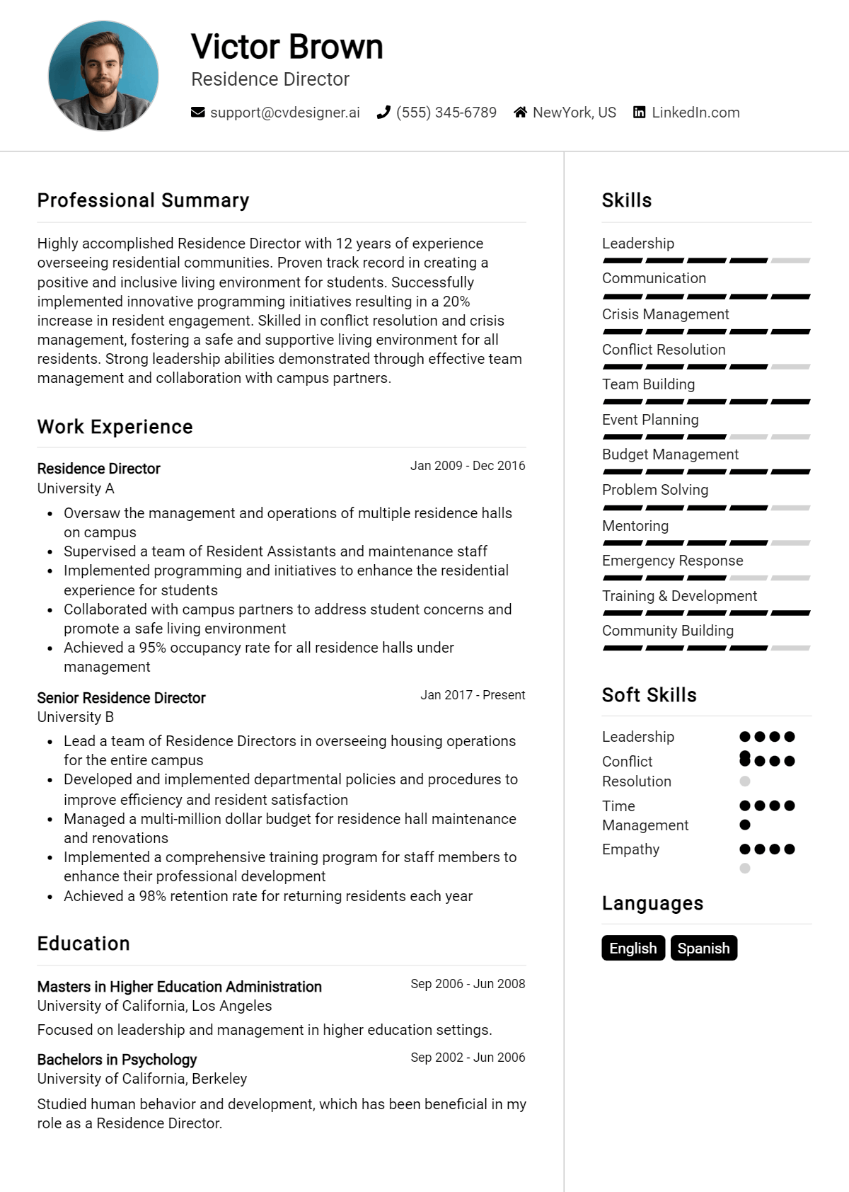 Residence Director Resume Example for 2026: Ultimate Guide Preview