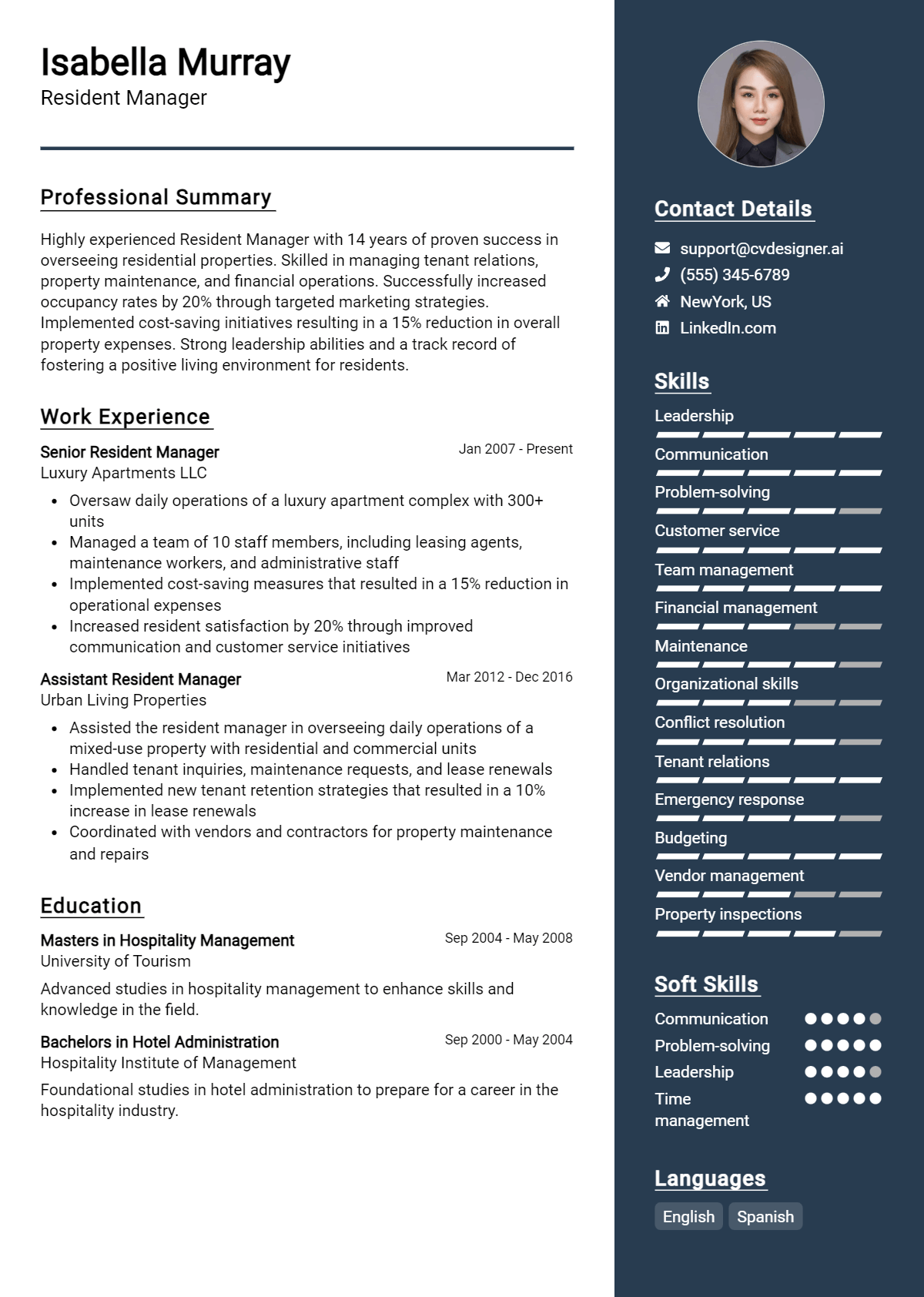 Resident Manager Resume Example for 2026: Writing Guide Preview
