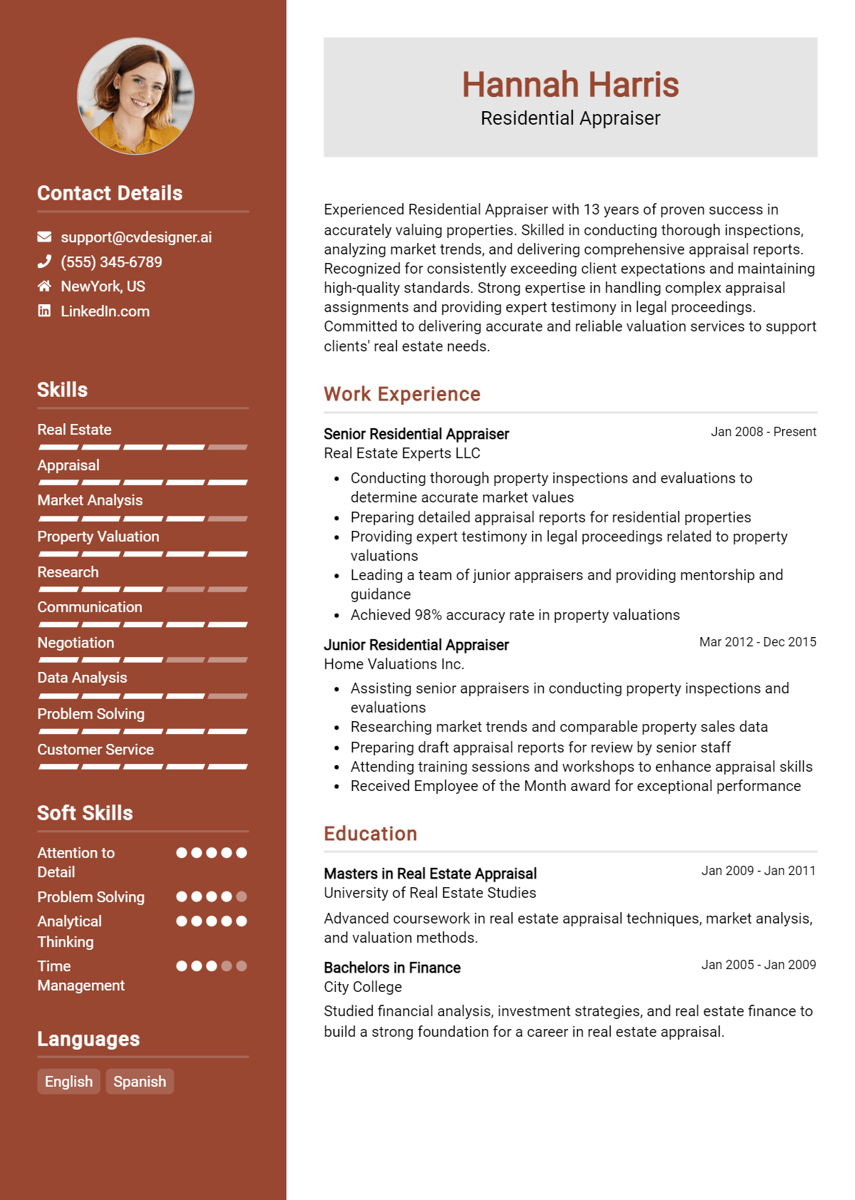 Residential Appraiser Resume Example for 2026: Best Tips & Templates Preview