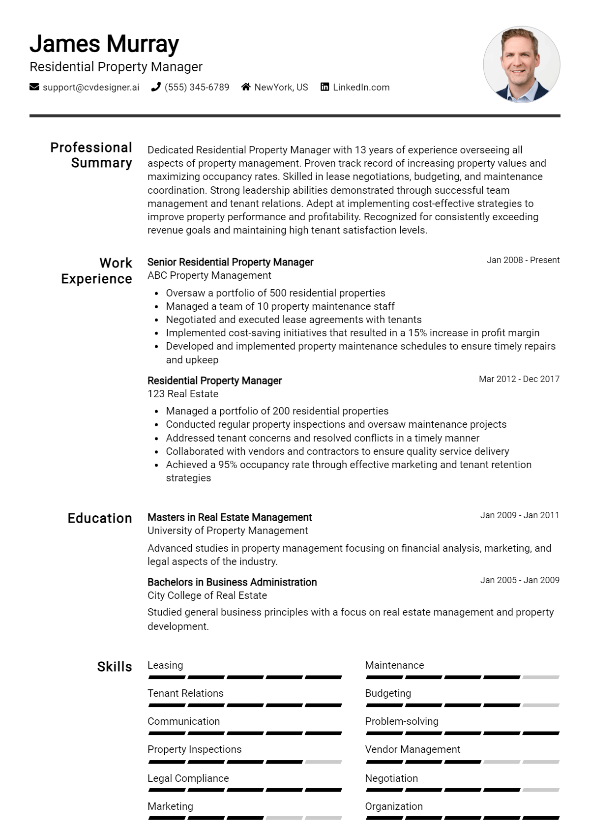 9 Residential Property Manager Resume Examples for 2026: Samples & Best Practices Preview