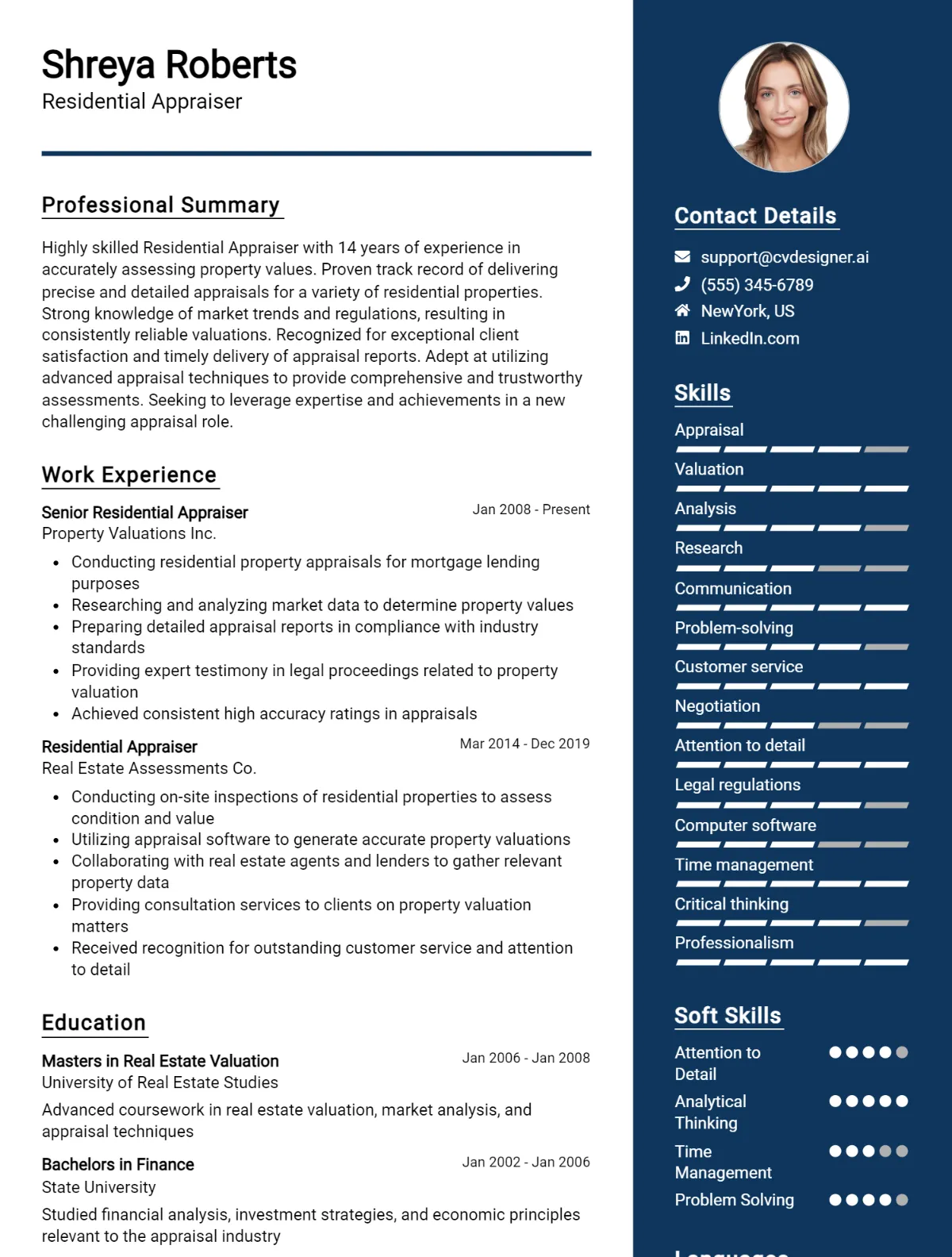 Residential Appraiser CV Example For 2026: Best Formatting Tips Preview