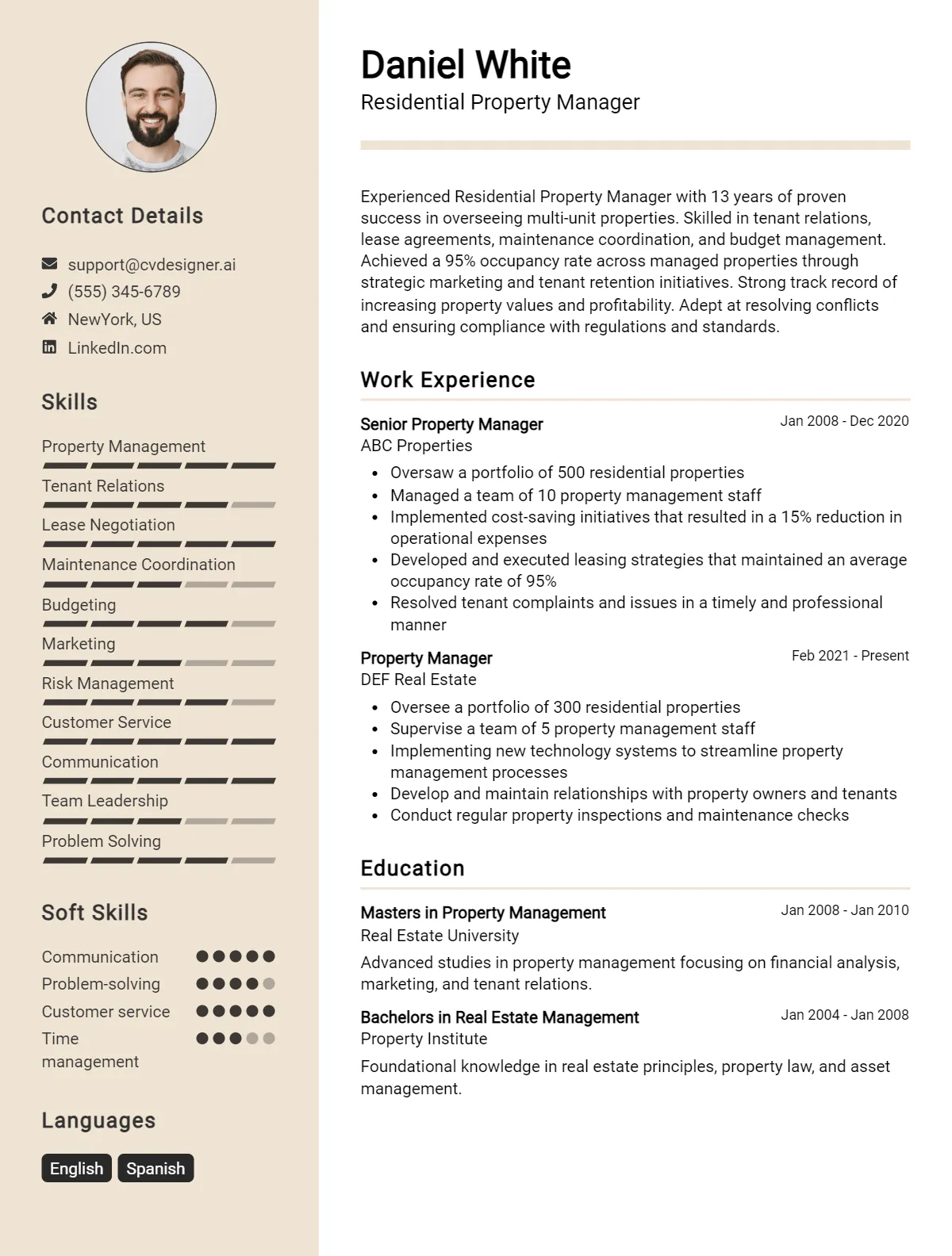 Residential Property Manager CV Example For 2026: Effective CV Writing Tips Preview