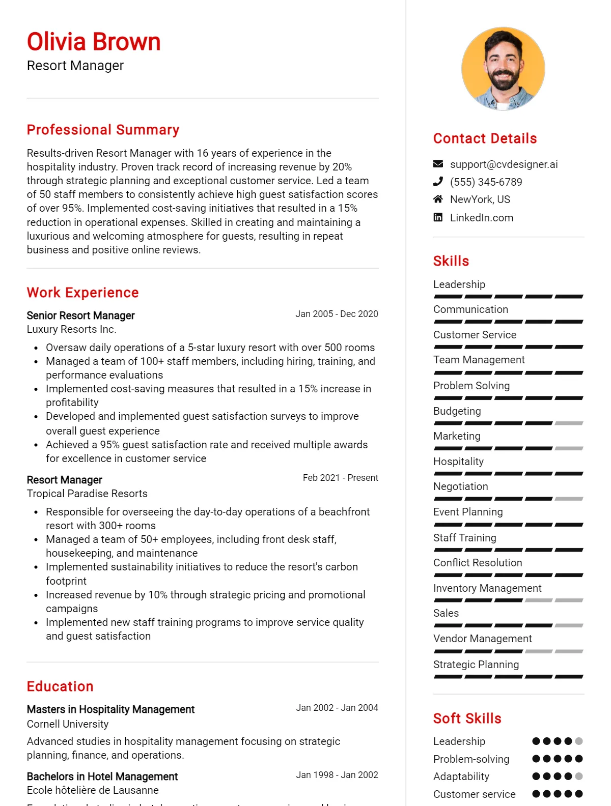 Resort Manager CV Example For 2026: Best Tips & Templates Preview