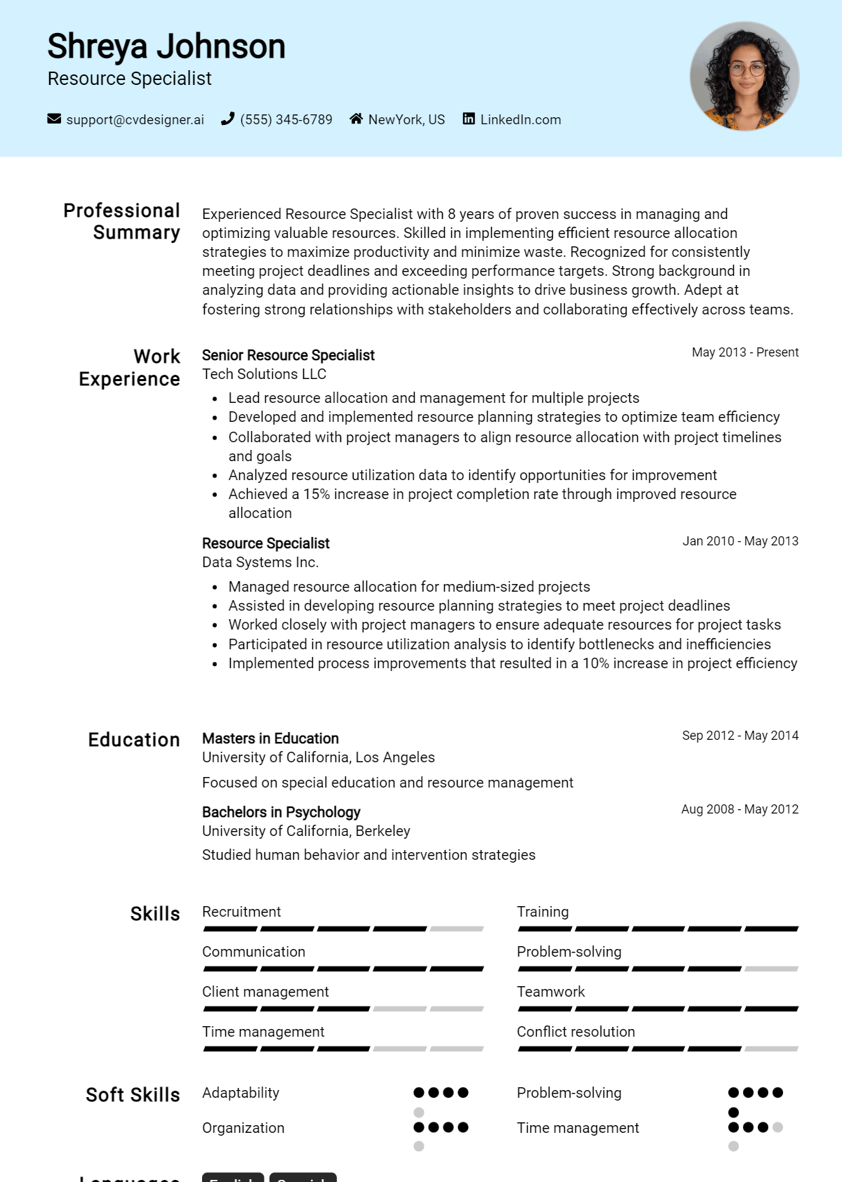 Resource Specialist Resume Example for 2026: How to Create a Professional CV Preview