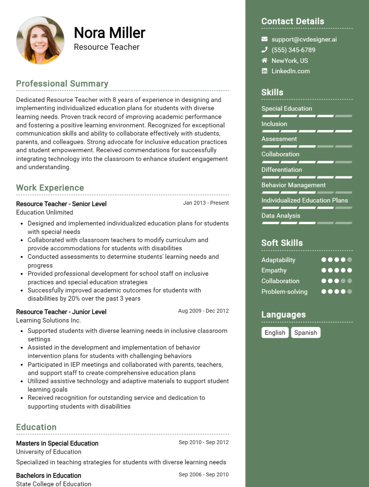 Resource Teacher CV Example For 2026: Tips to Stand Out Preview