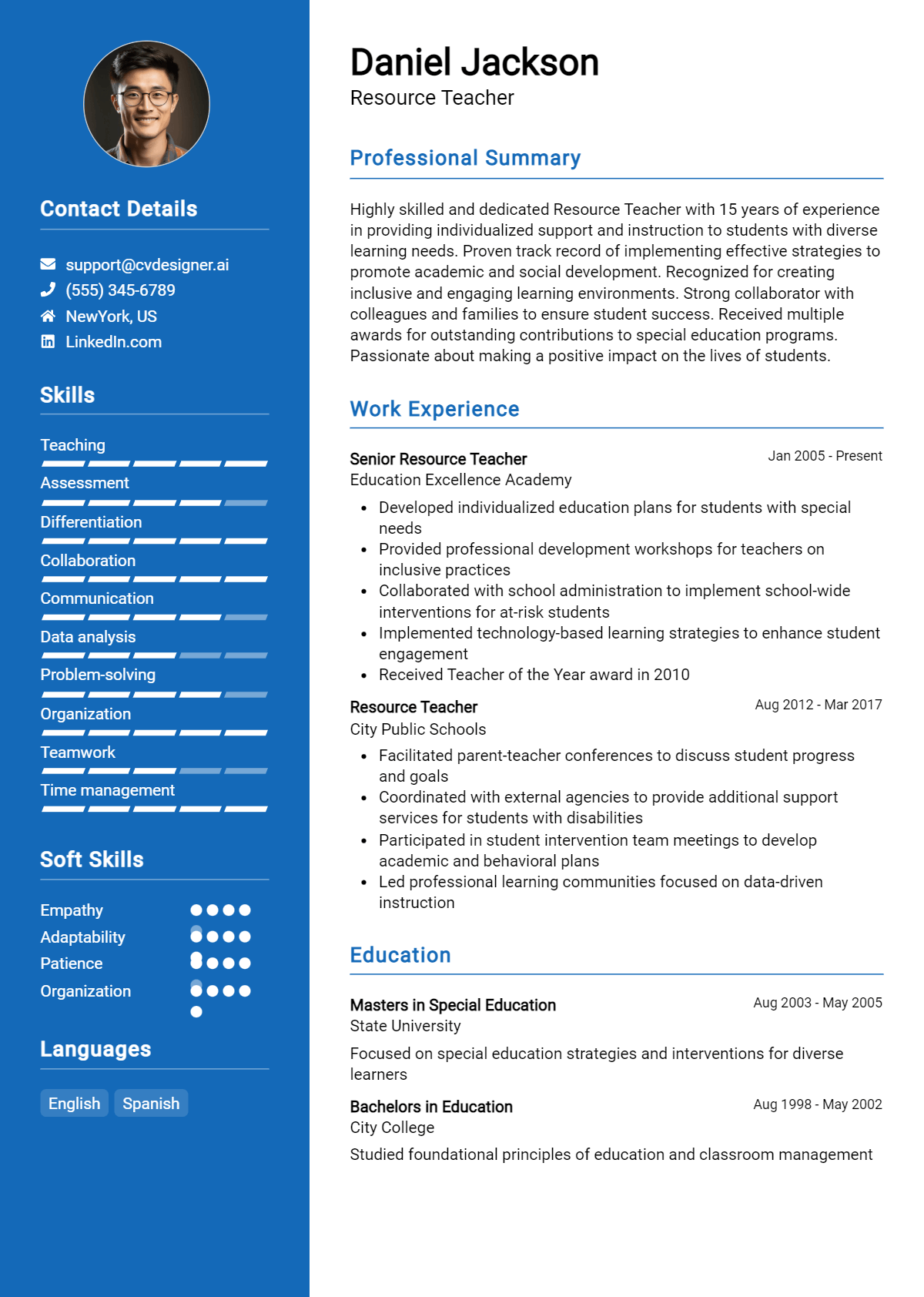 Resource Teacher Resume Example for 2026: Expert Tips & Templates Preview