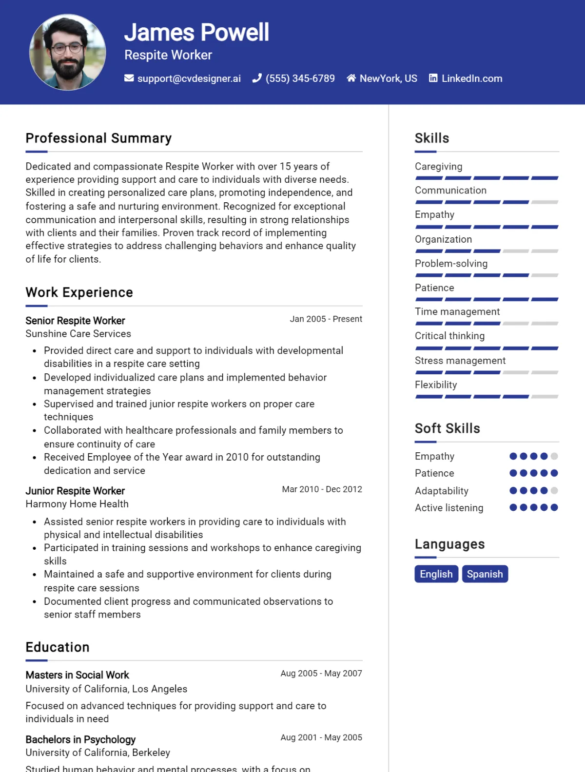 Respite Worker CV Example For 2026: Tips & Templates Preview