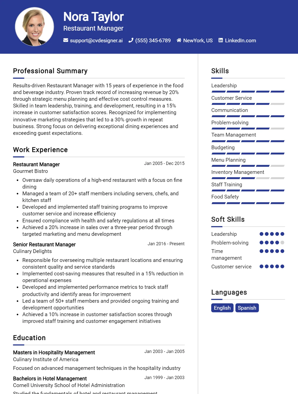 12 Restaurant Manager CV Examples And Templates For 2026 Preview