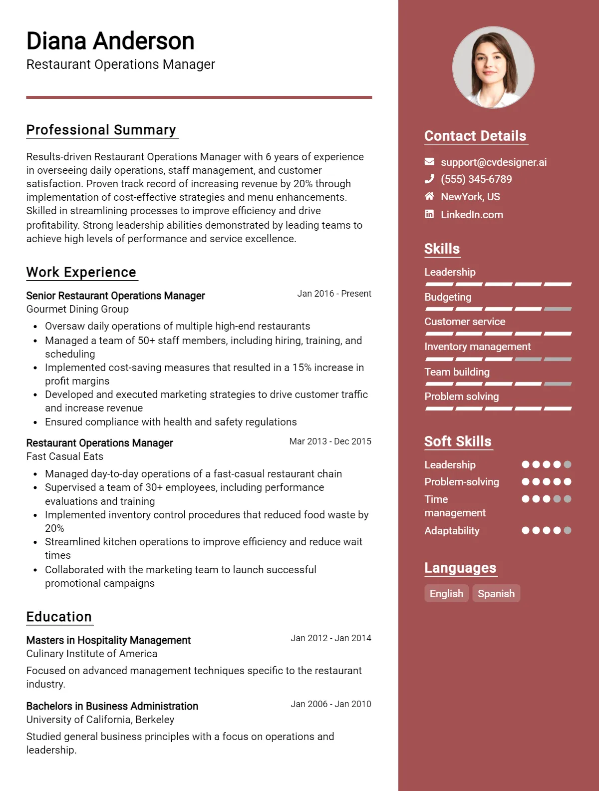 Restaurant Operations Manager CV Example For 2026: Top Tips & Samples Preview