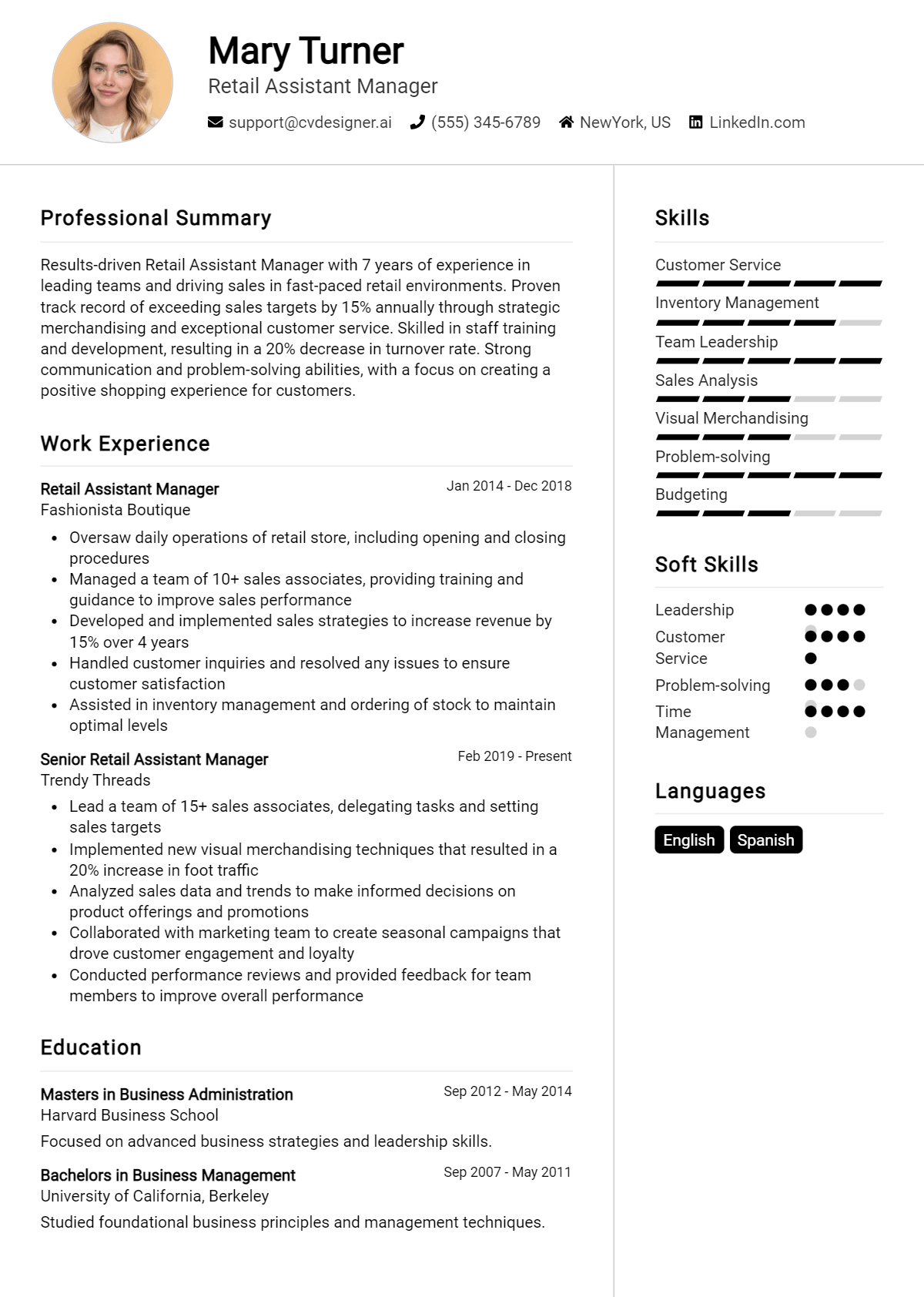 18 Retail Assistant Manager Resume Examples And Templates for 2026 Preview