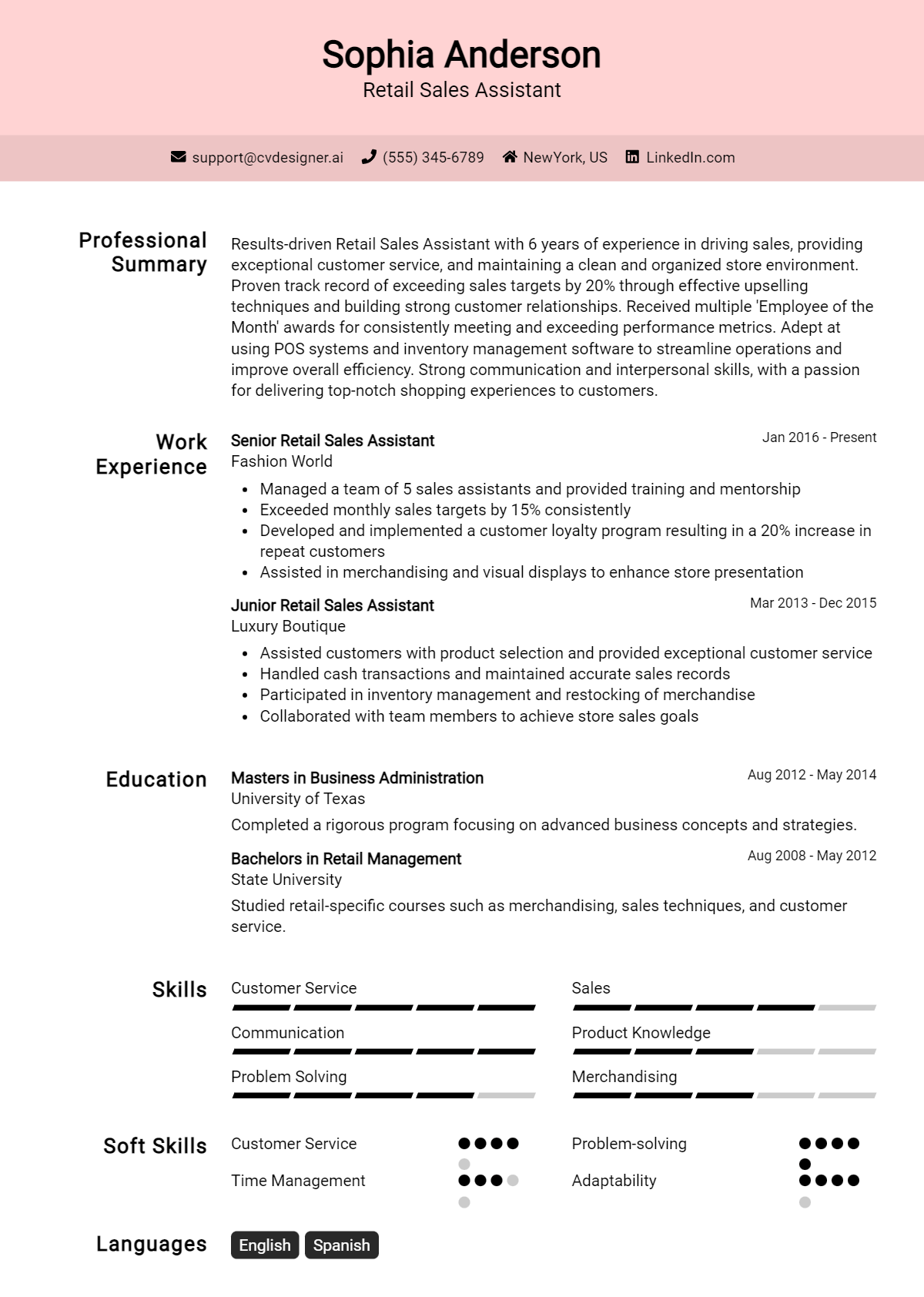 18 Retail Sales Assistant Resume Examples And Templates for 2026 Preview