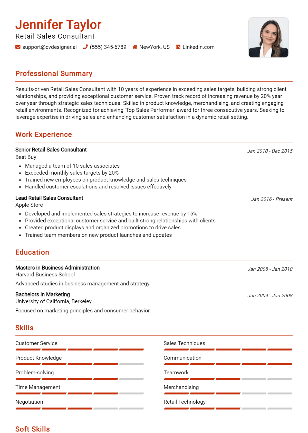 Retail Sales Consultant Resume Example for 2026: Free Downloadable Templates Preview