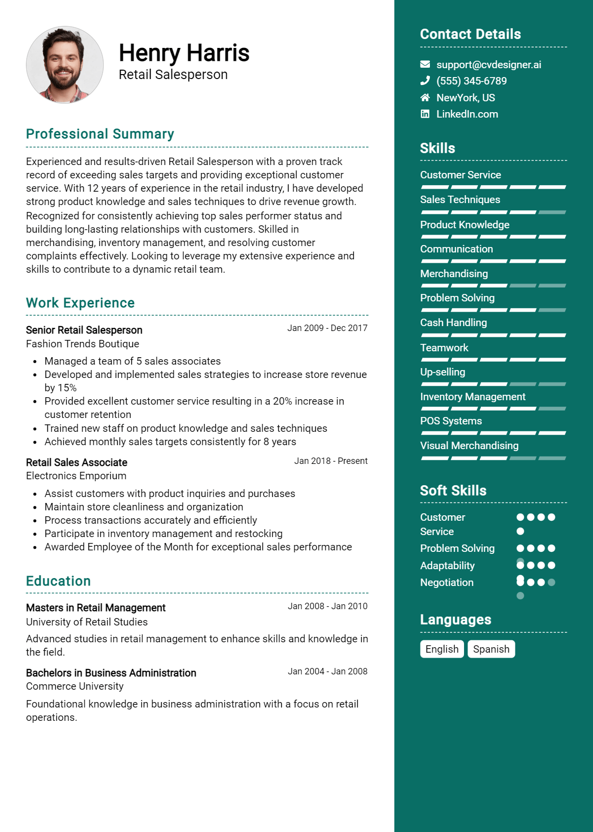 Retail Salesperson Resume Example for 2026: Proven Tips & Templates Preview