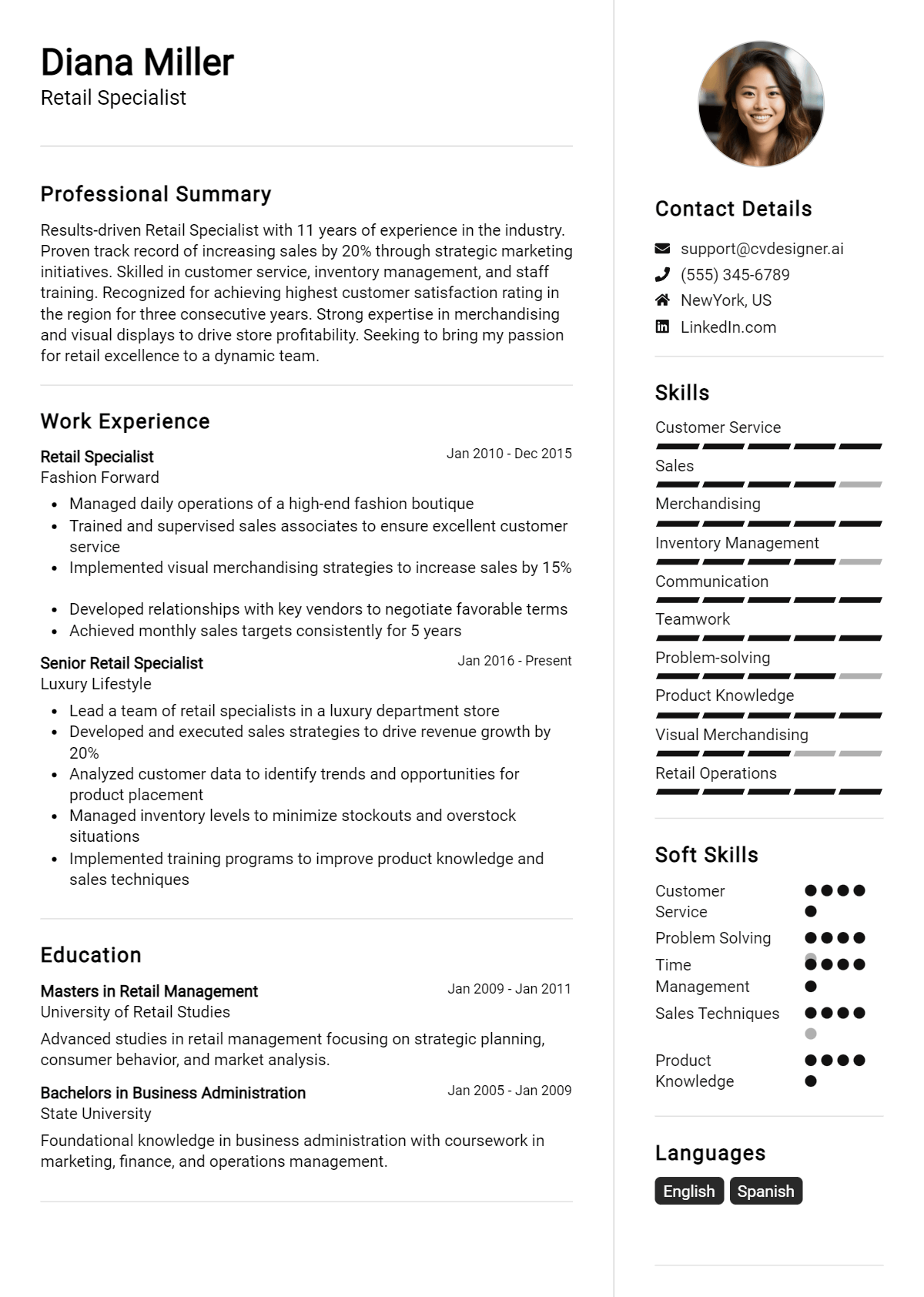 18 Retail Specialist Resume Examples And Templates for 2026 Preview