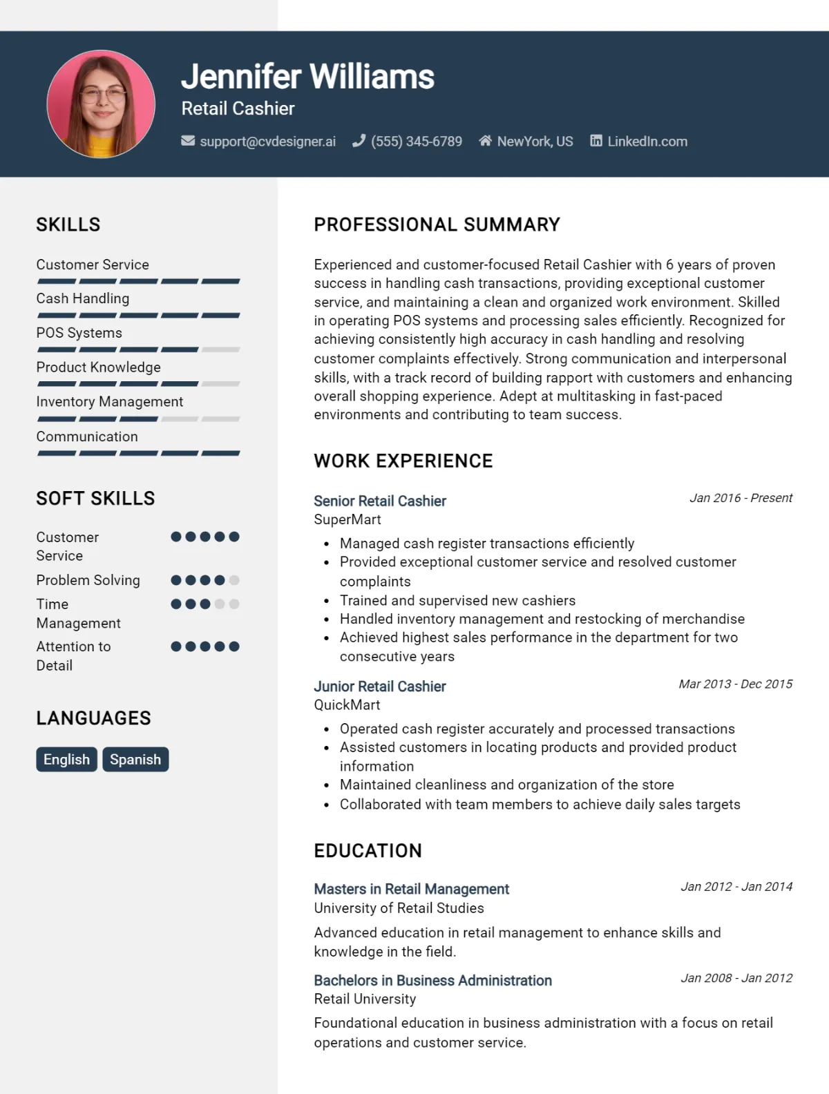 Retail Cashier CV Example For 2026: Best Formatting Tips Preview