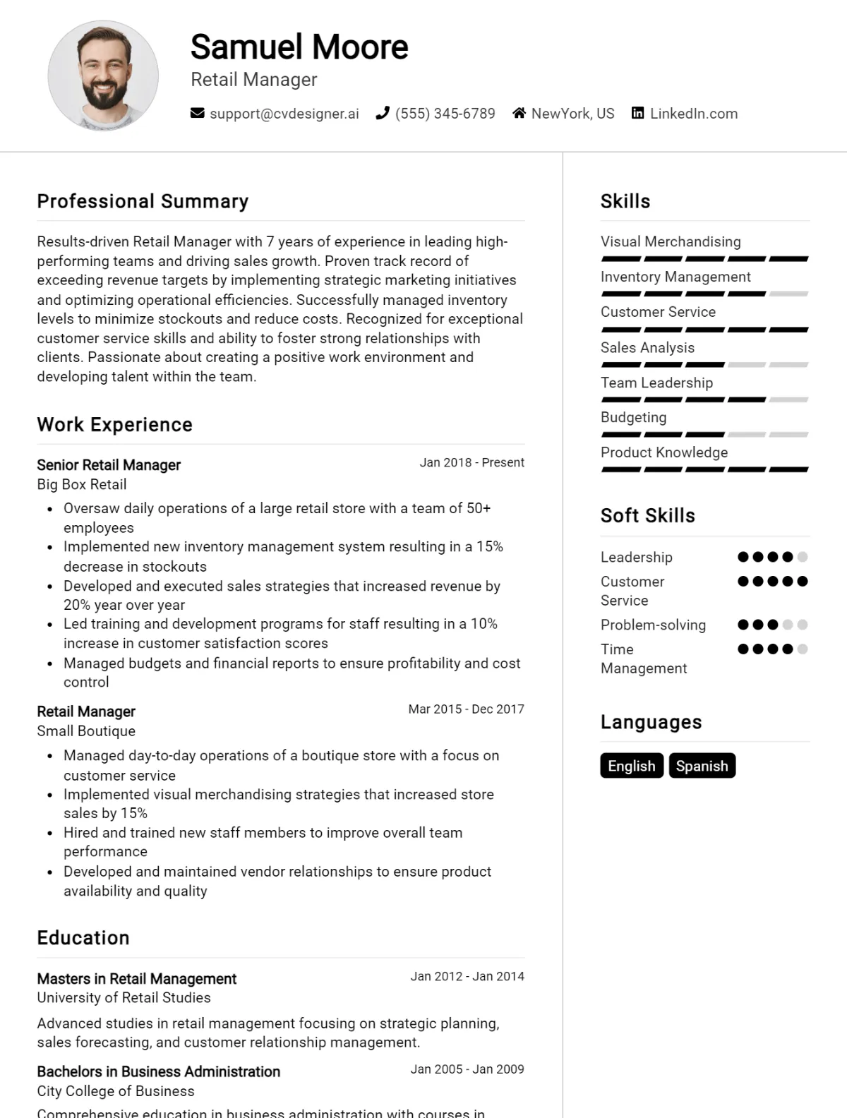 22 Retail Manager CV Examples And Templates For 2026 Preview