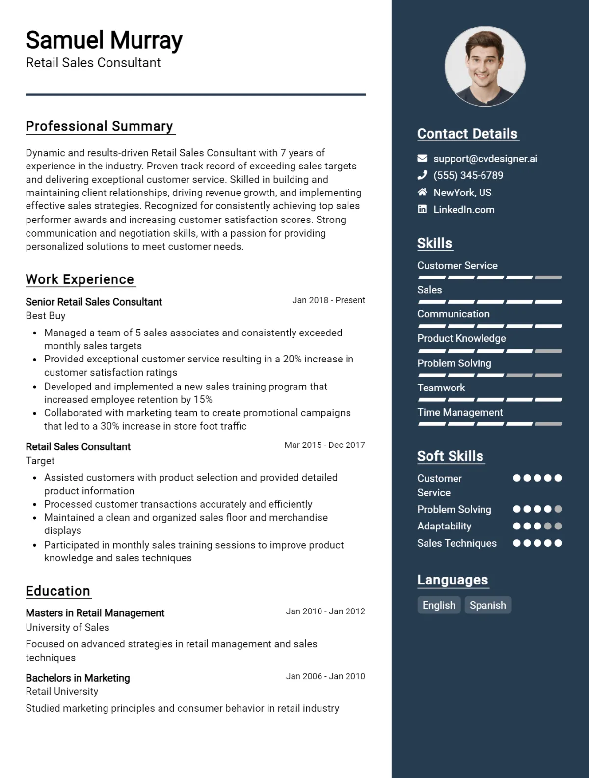 Retail Sales Consultant CV Example For 2026: Best Tips & Templates Preview