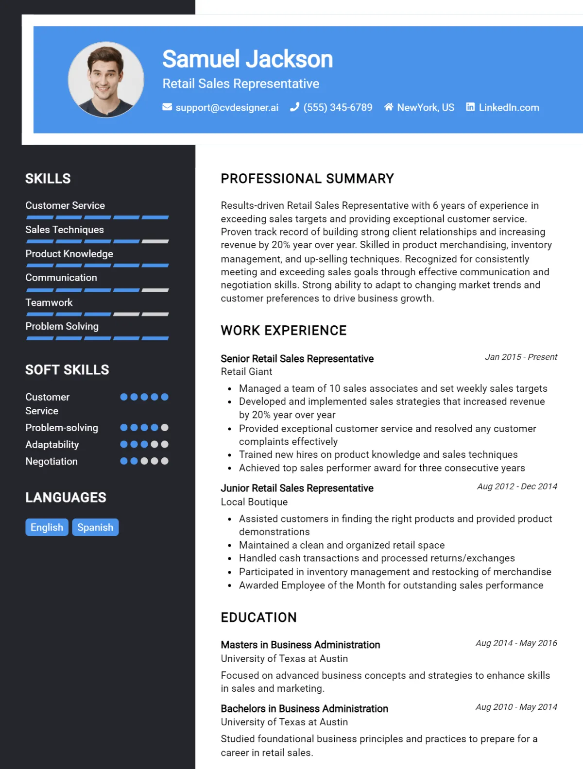Retail Sales Representative CV Example For 2026: Top Tips & Samples Preview