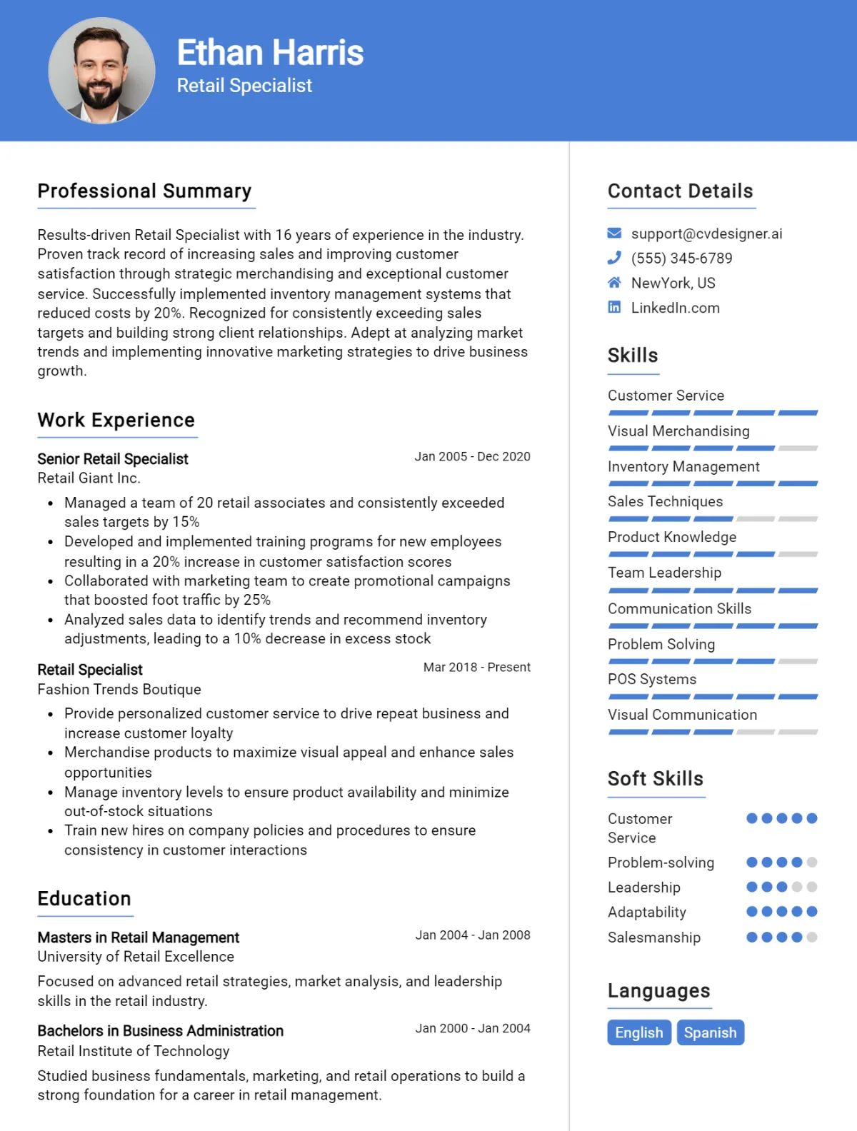 16 Retail Specialist CV Examples And Templates For 2026 Preview