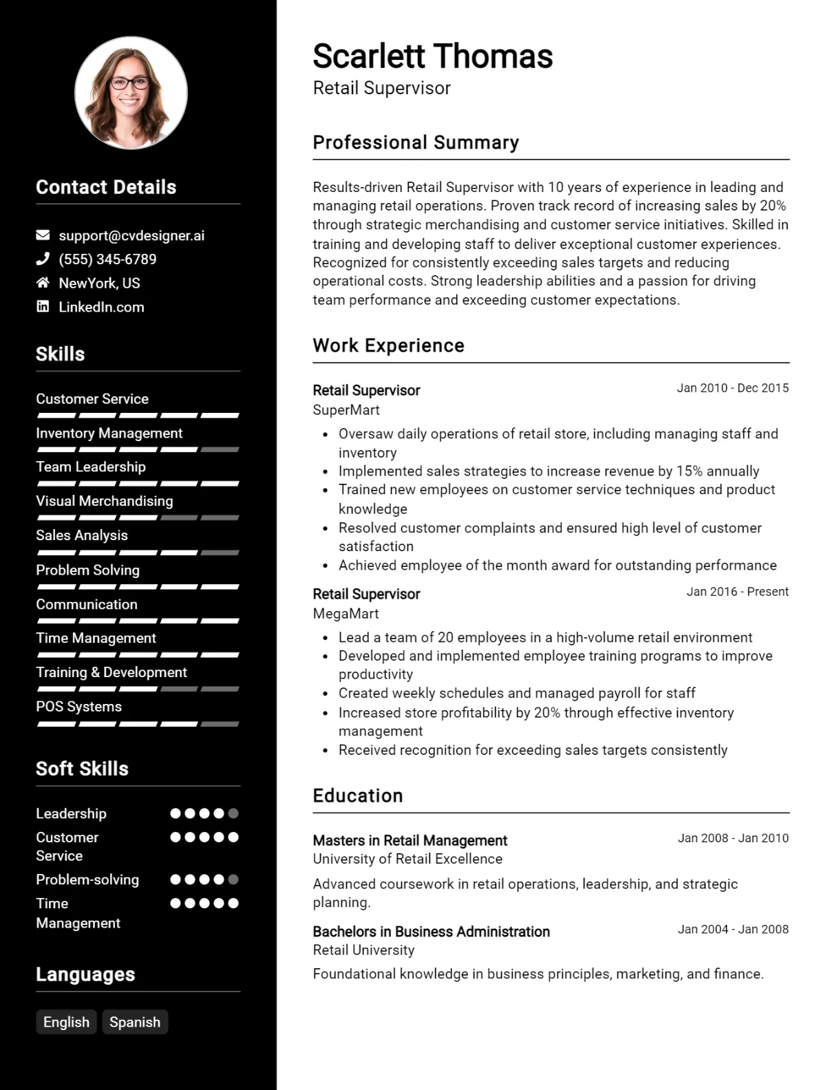 18 Retail Supervisor CV Examples And Templates For 2026 Preview