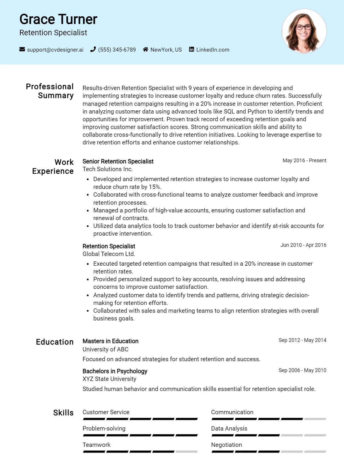 Retention Specialist CV Example For 2026: Expert Tips & Templates Preview