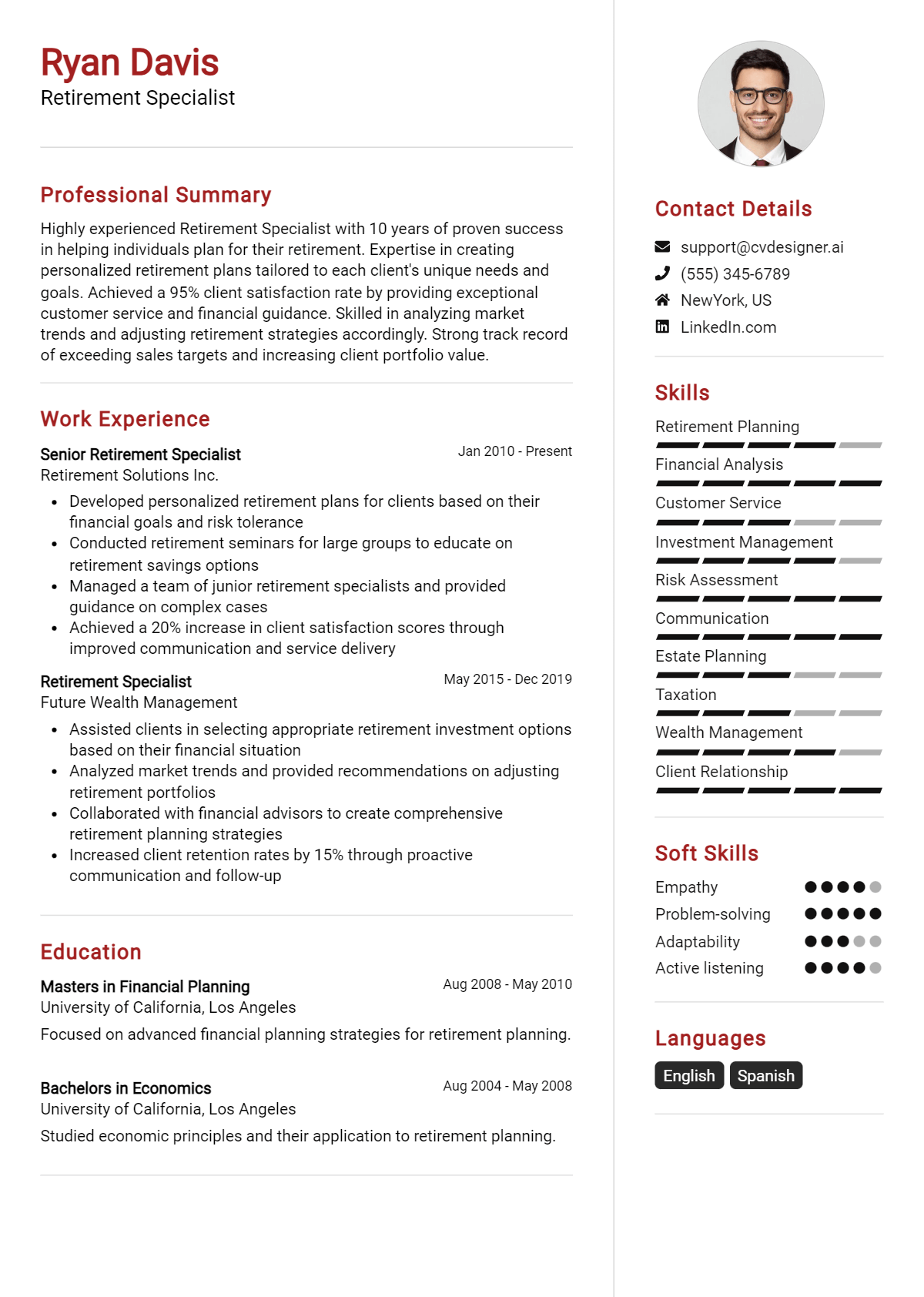 Retirement Specialist Resume Example for 2026: Resume Guide Preview