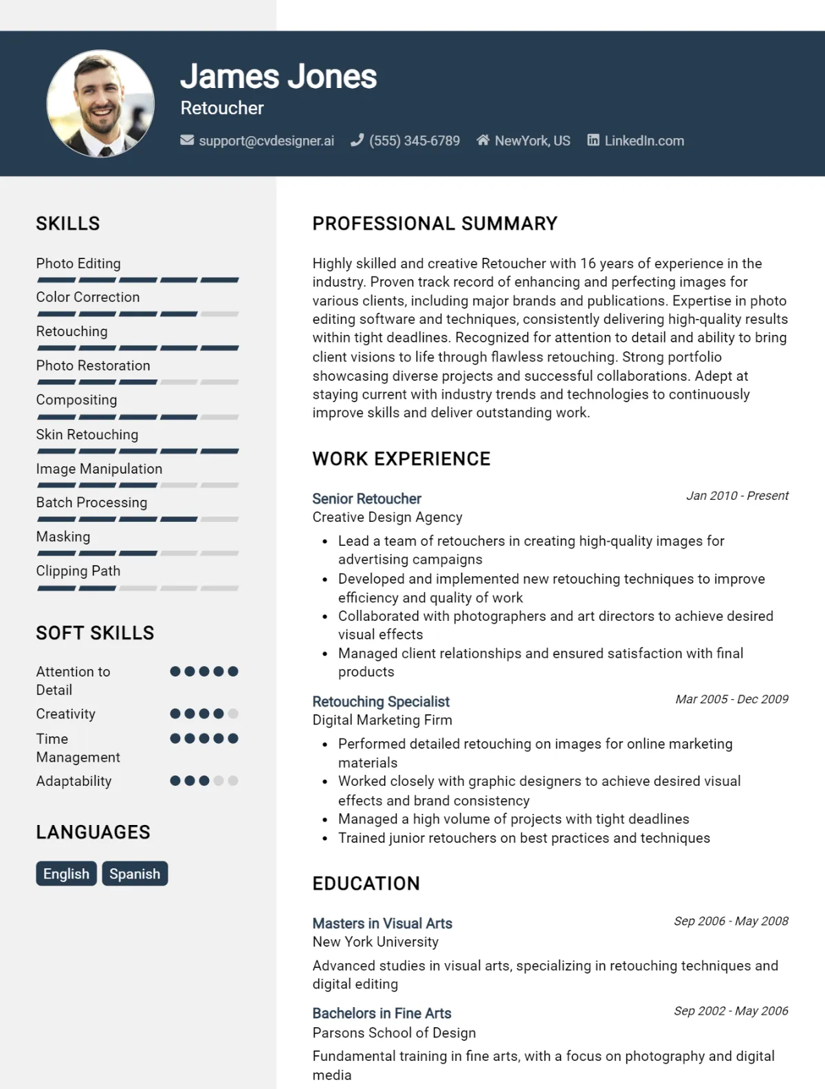 Retoucher CV Example For 2026: Tips & Templates Preview