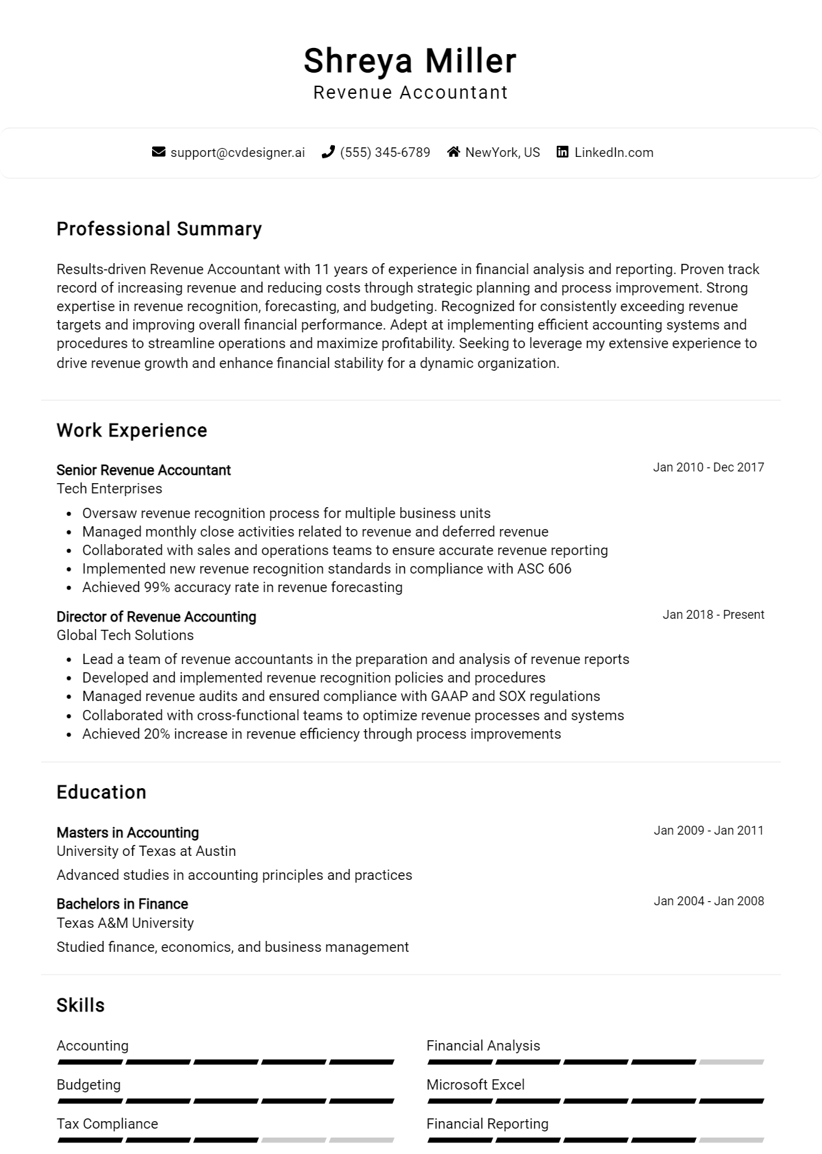 22 Revenue Accountant Resume Examples And Templates for 2026 Preview