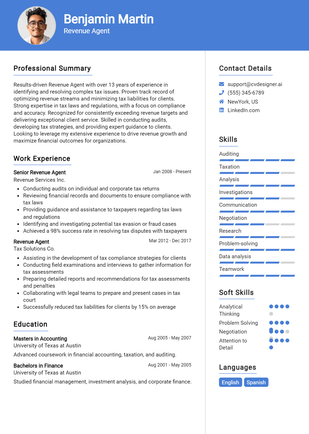 Revenue Agent Resume Example for 2026: Effective CV Writing Tips Preview