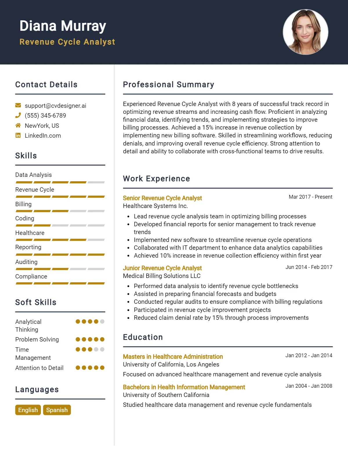 Revenue Cycle Analyst CV Example For 2026: Effective CV Writing Tips Preview