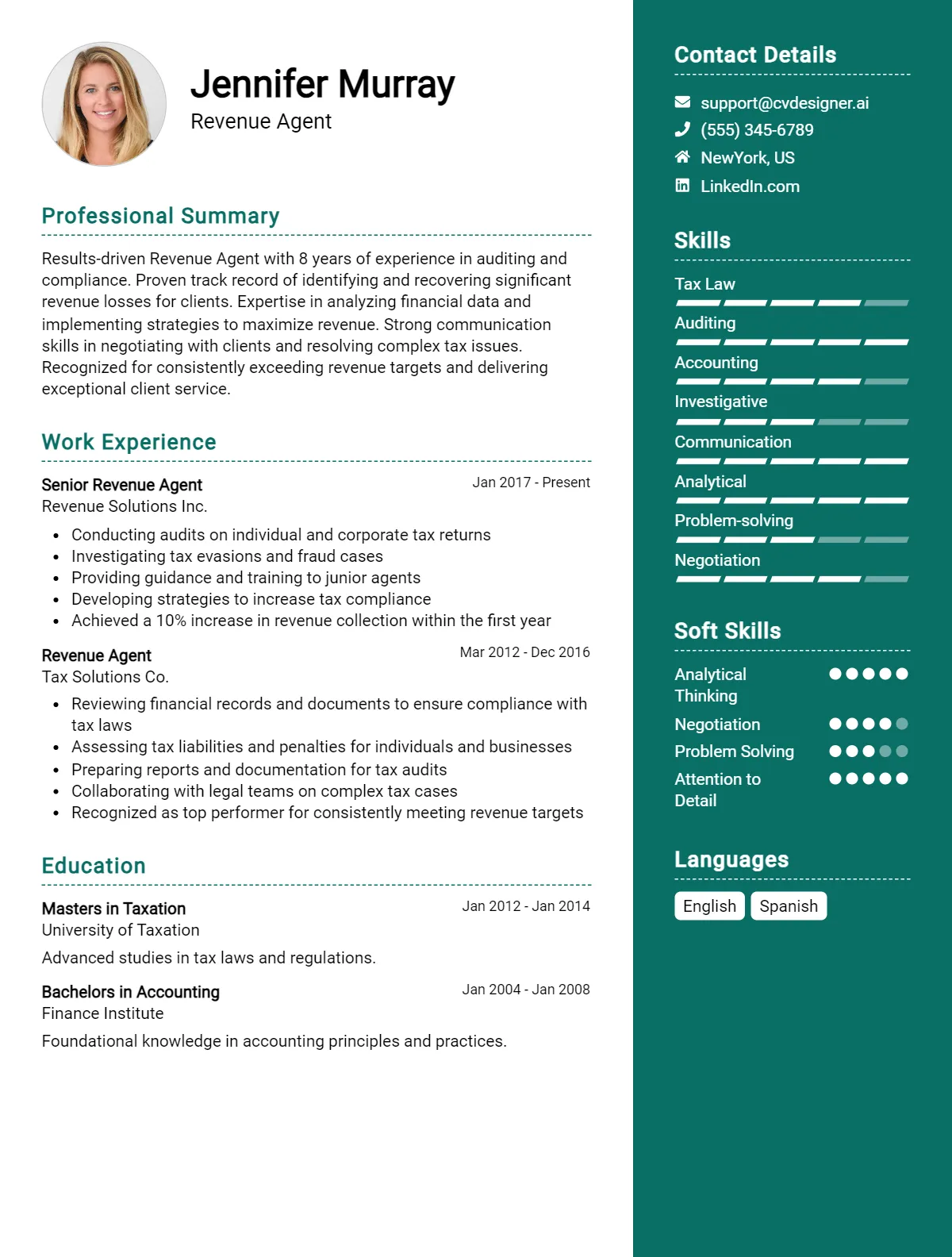 Revenue Agent CV Example For 2026: Best Formatting Tips Preview