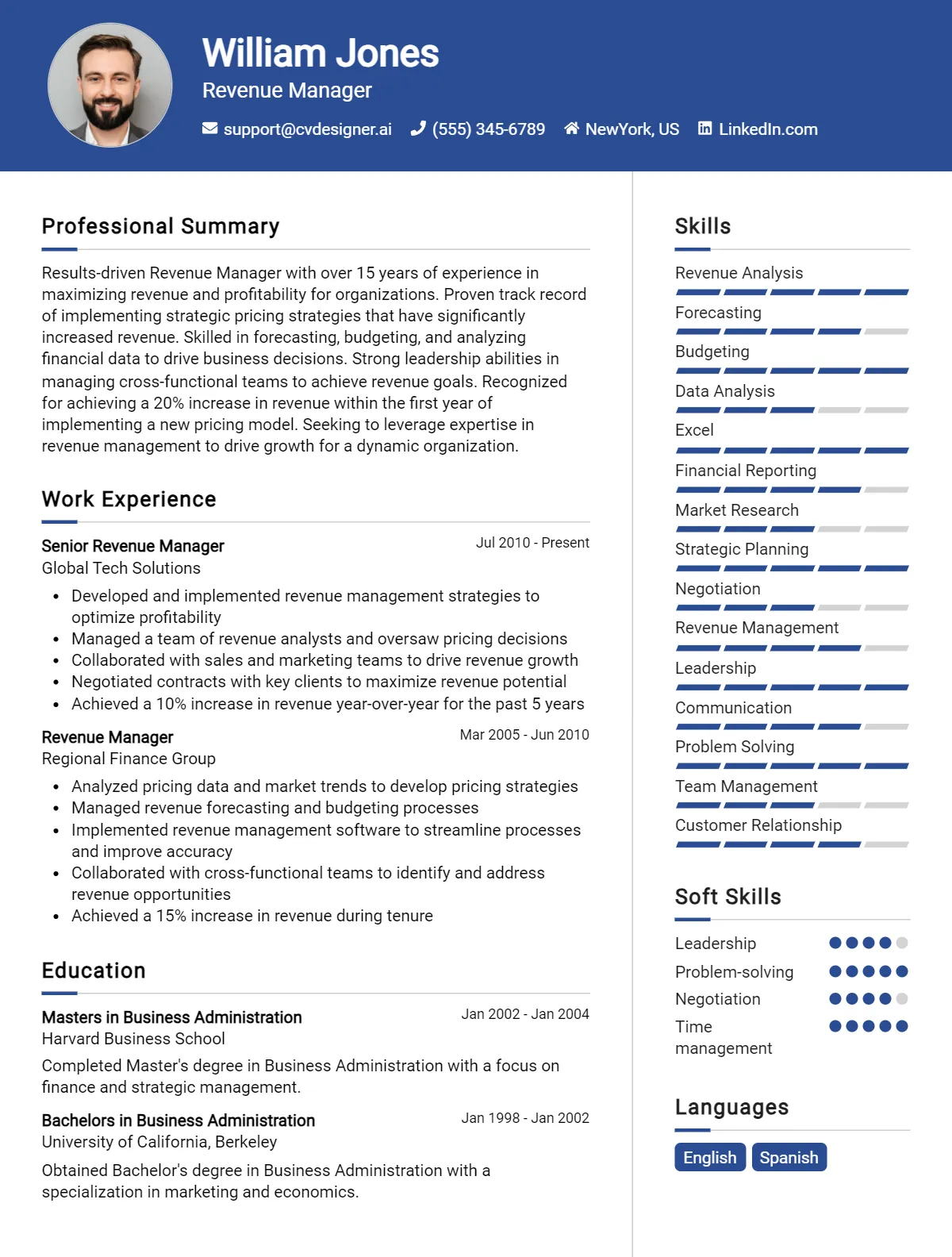 Revenue Manager CV Example For 2026: Strategies & Templates Preview