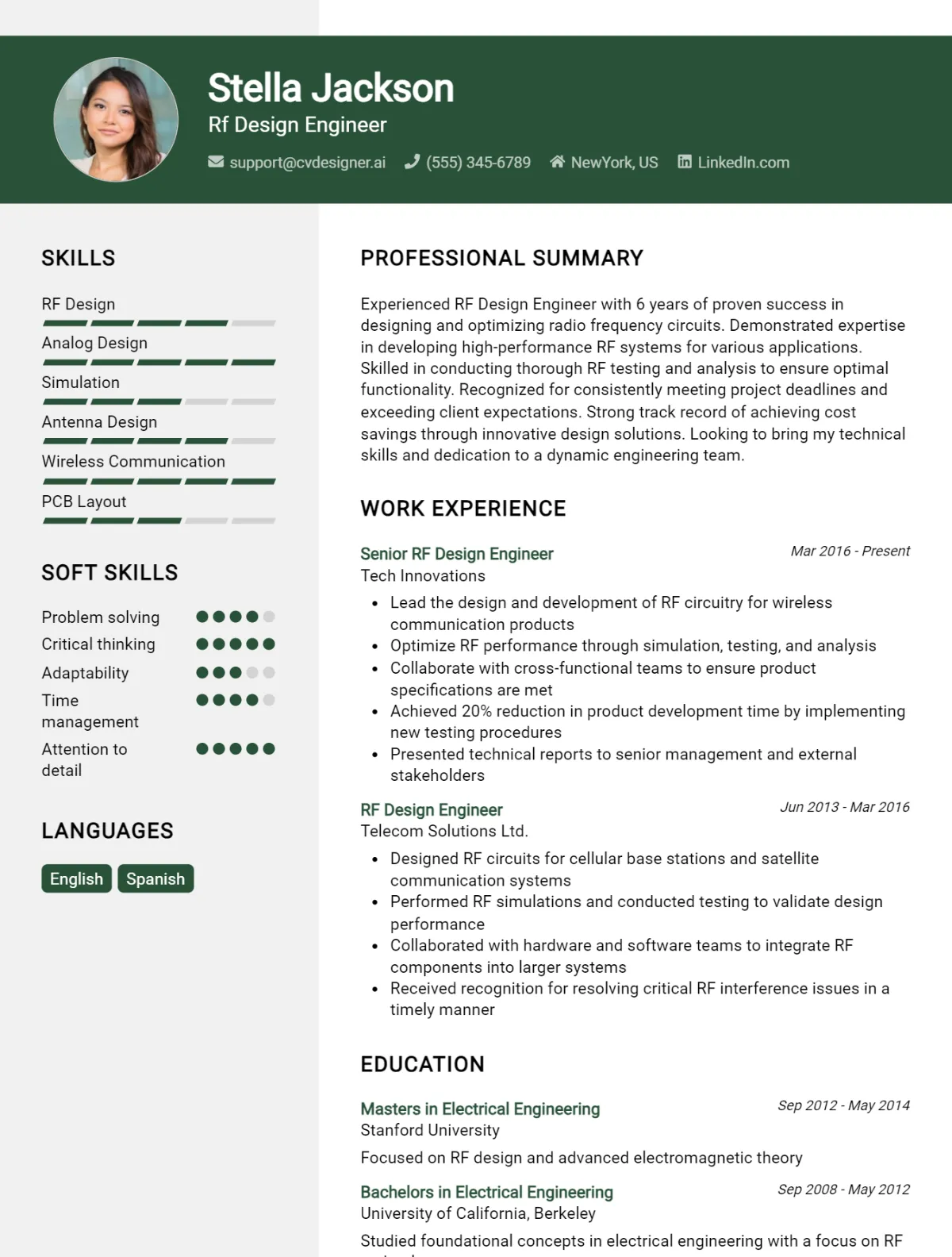 RF Design Engineer CV Example For 2026: Top Tips & Samples Preview