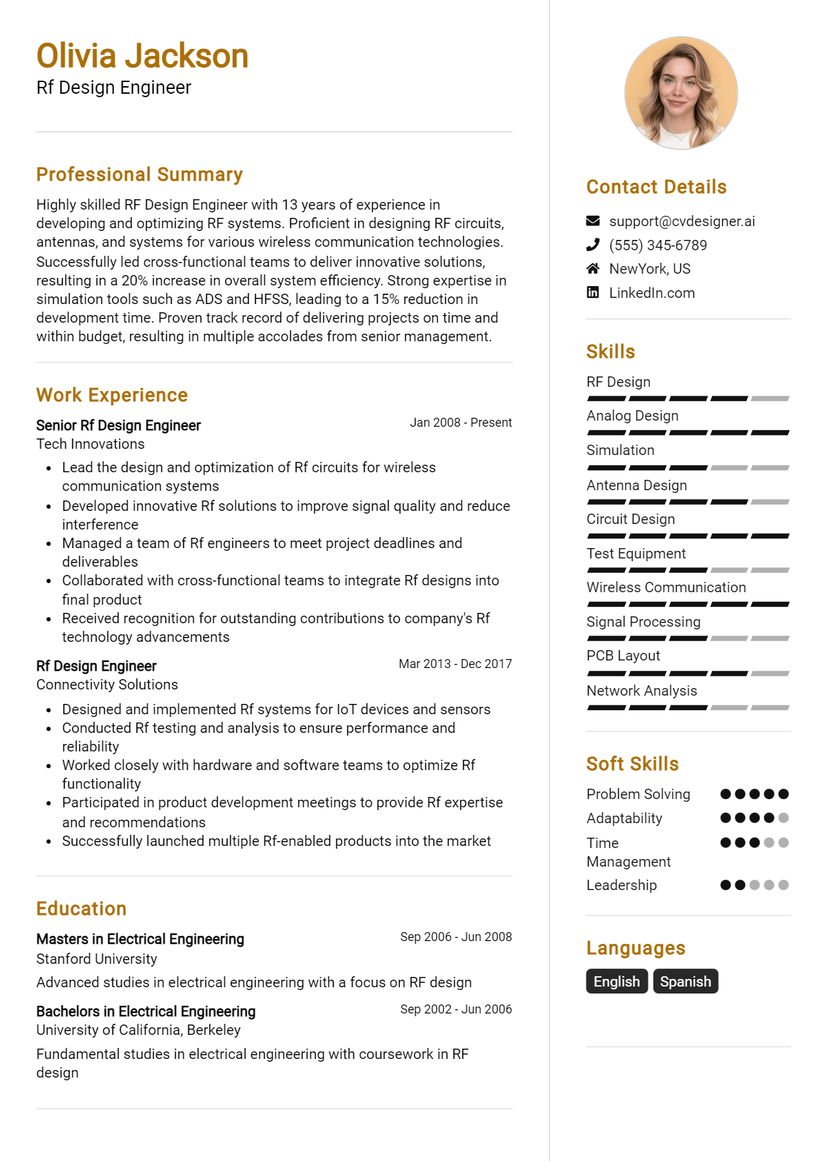 10 RF Design Engineer Resume Examples And Templates for 2026 Preview