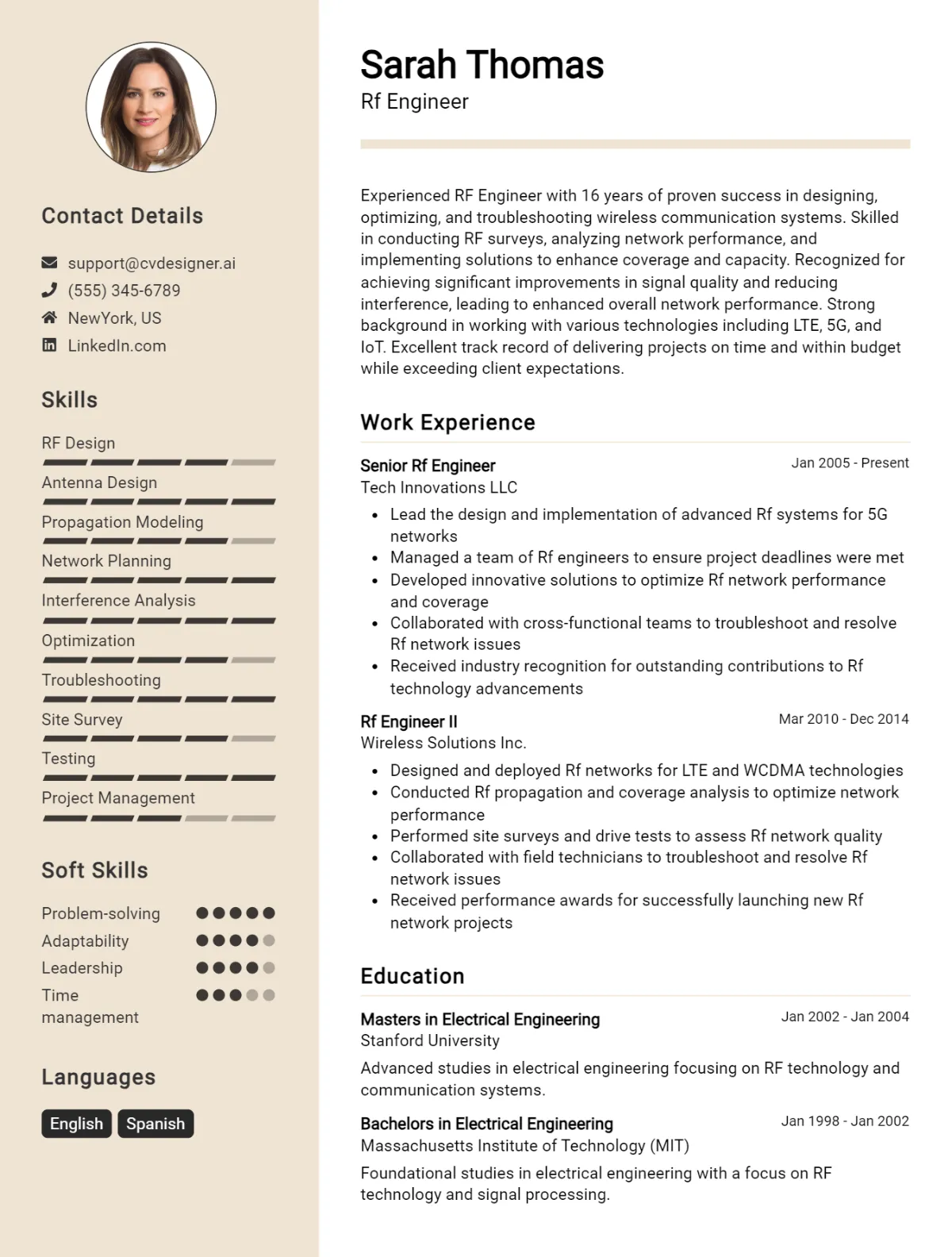 RF Engineer CV Example For 2026: Ultimate Guide Preview