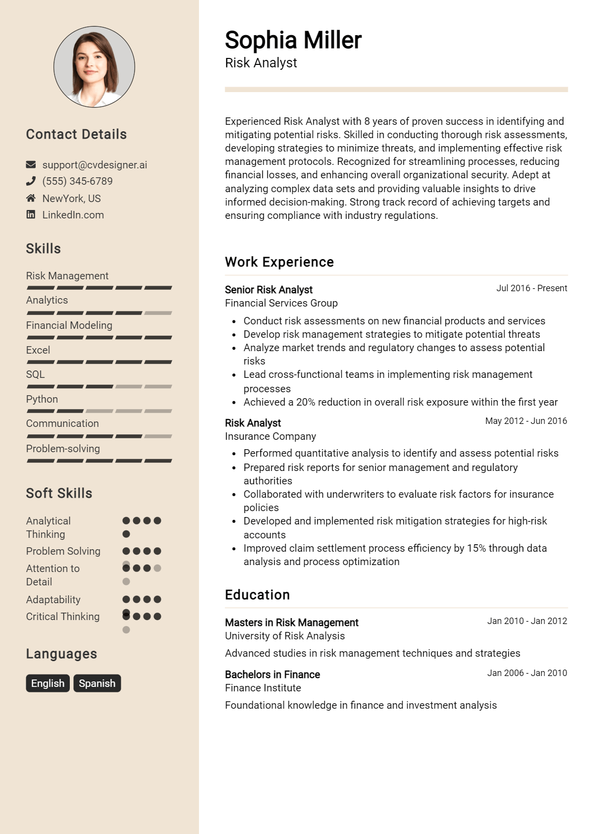 Risk Analyst Resume Example for 2026: Free Downloadable Templates Preview